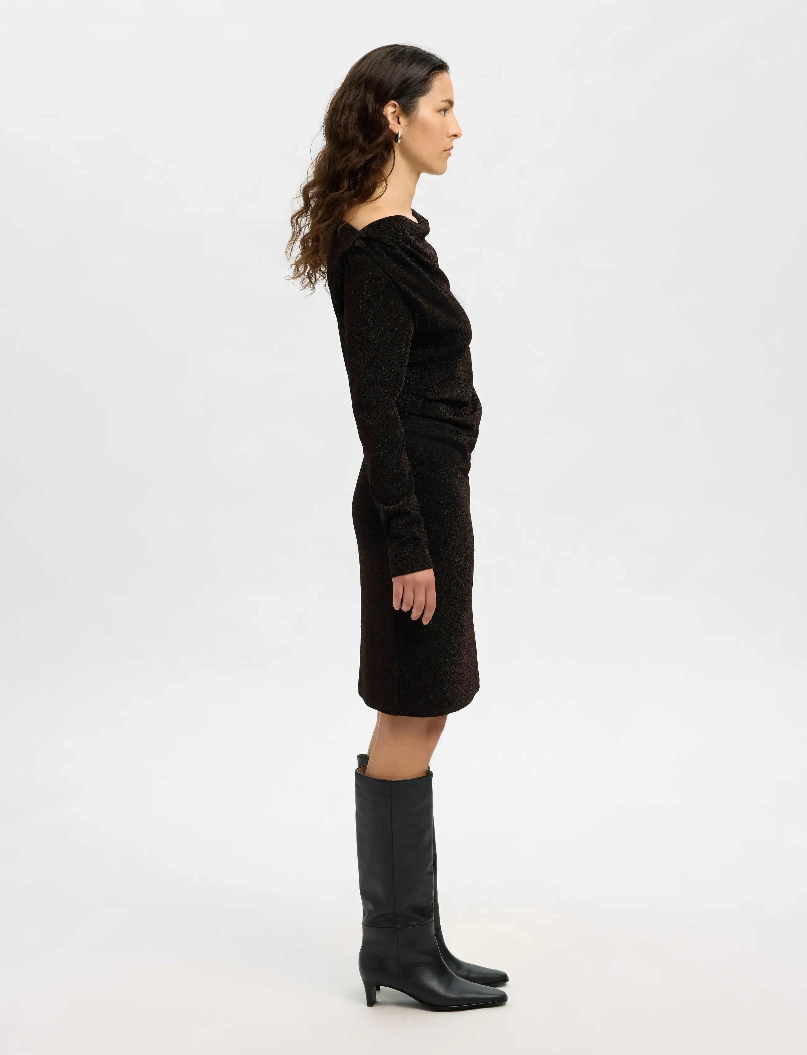 Selected - SLFANJA LS SLIM SHORT DRESS - knitted dresses - delicioso - 4