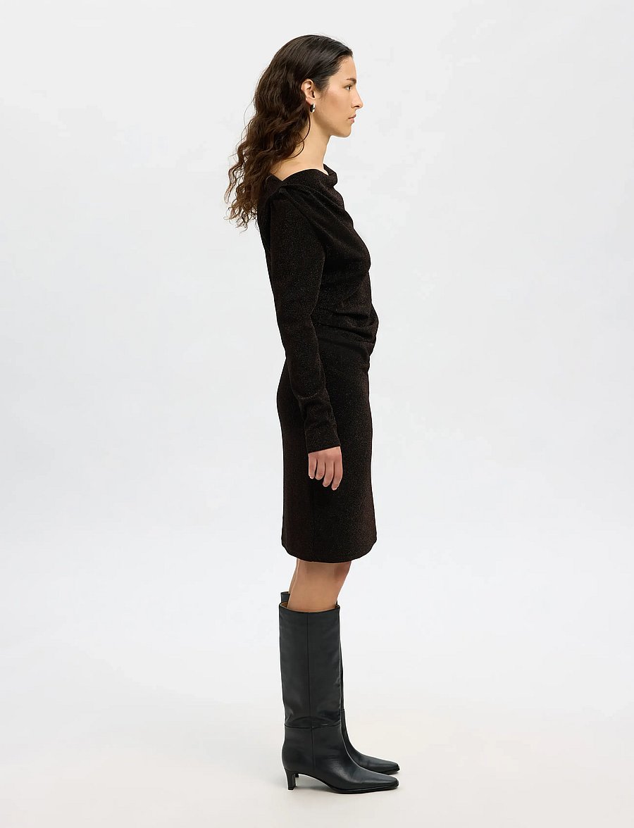 Selected - SLFANJA LS SLIM SHORT DRESS - knitted dresses - delicioso - 4