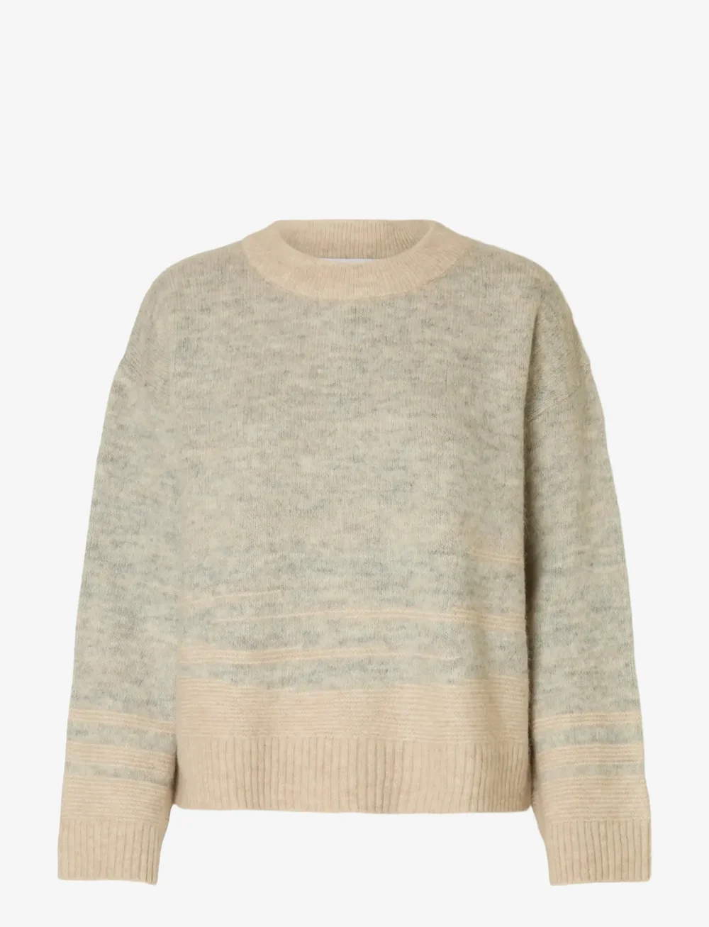 Selected - SLFALVA LS KNIT STRUCTURE O-NECK - stickade tröjor - light grey melange - 1