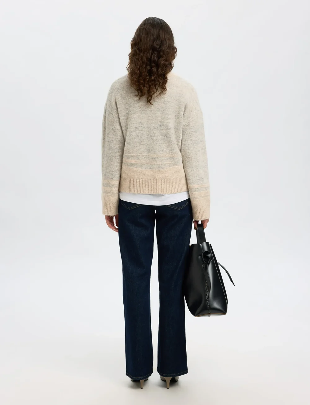 Selected - SLFALVA LS KNIT STRUCTURE O-NECK - stickade tröjor - light grey melange - 2