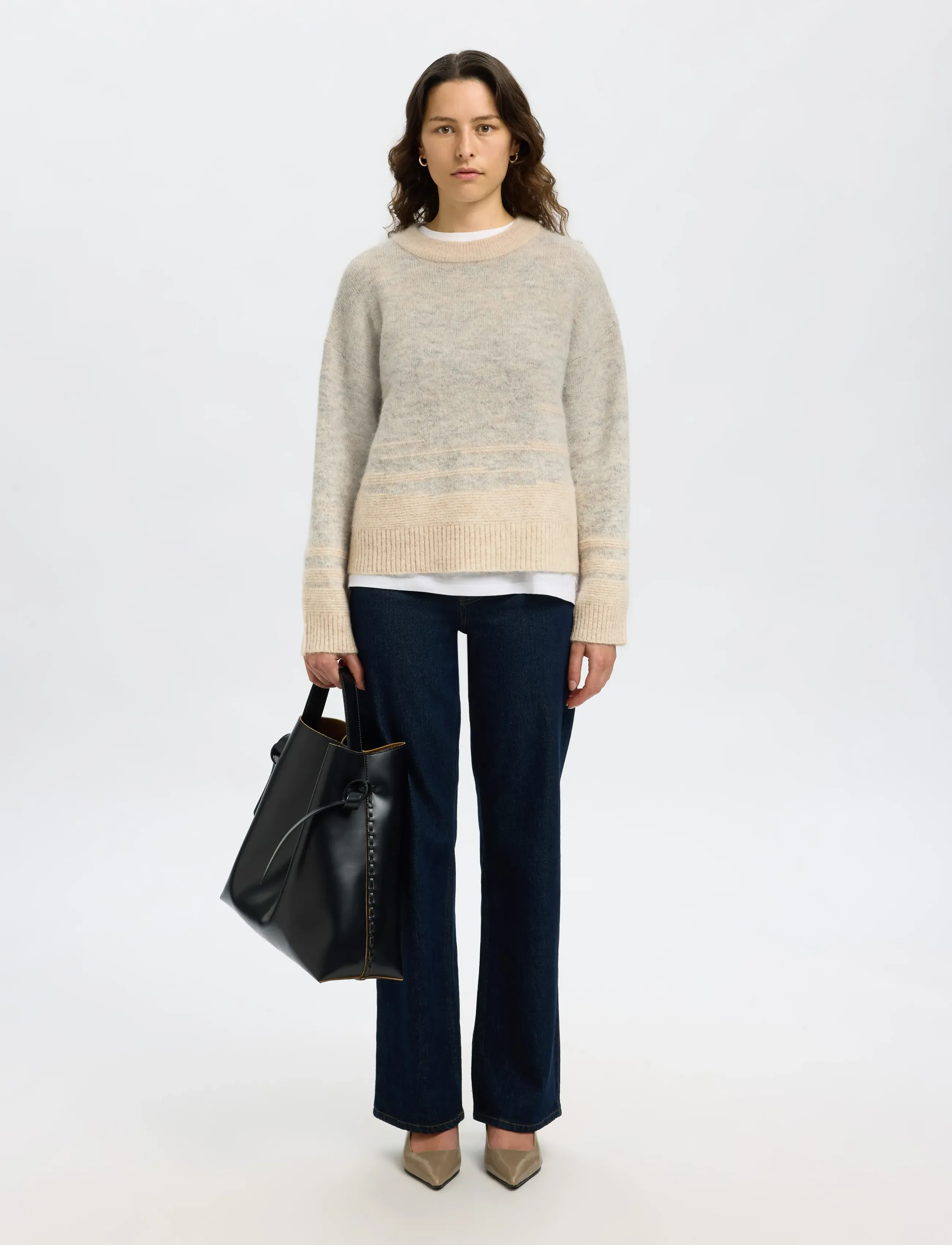 Selected - SLFALVA LS KNIT STRUCTURE O-NECK - pulls - light grey melange - 3