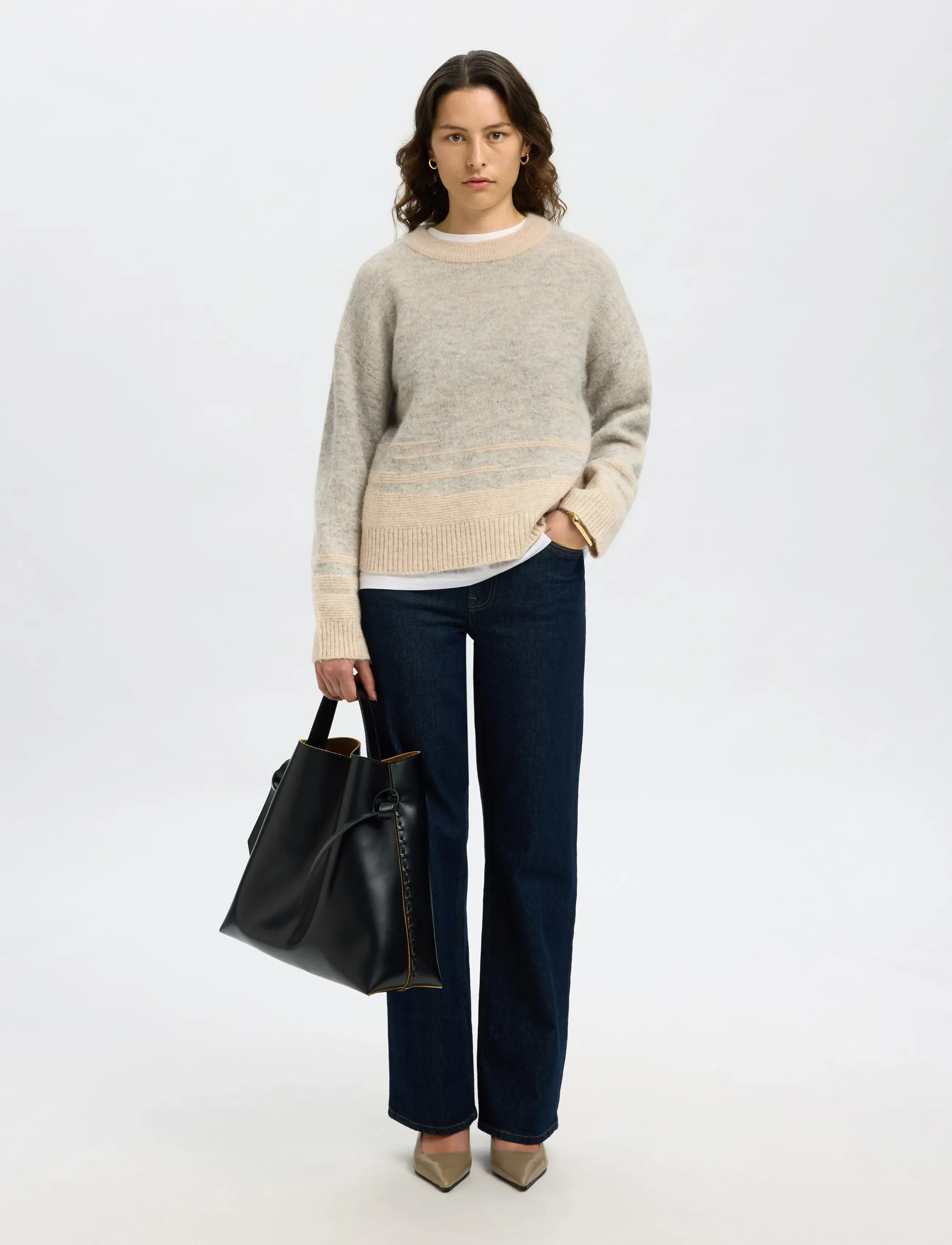 Selected - SLFALVA LS KNIT STRUCTURE O-NECK - pulls - light grey melange - 5