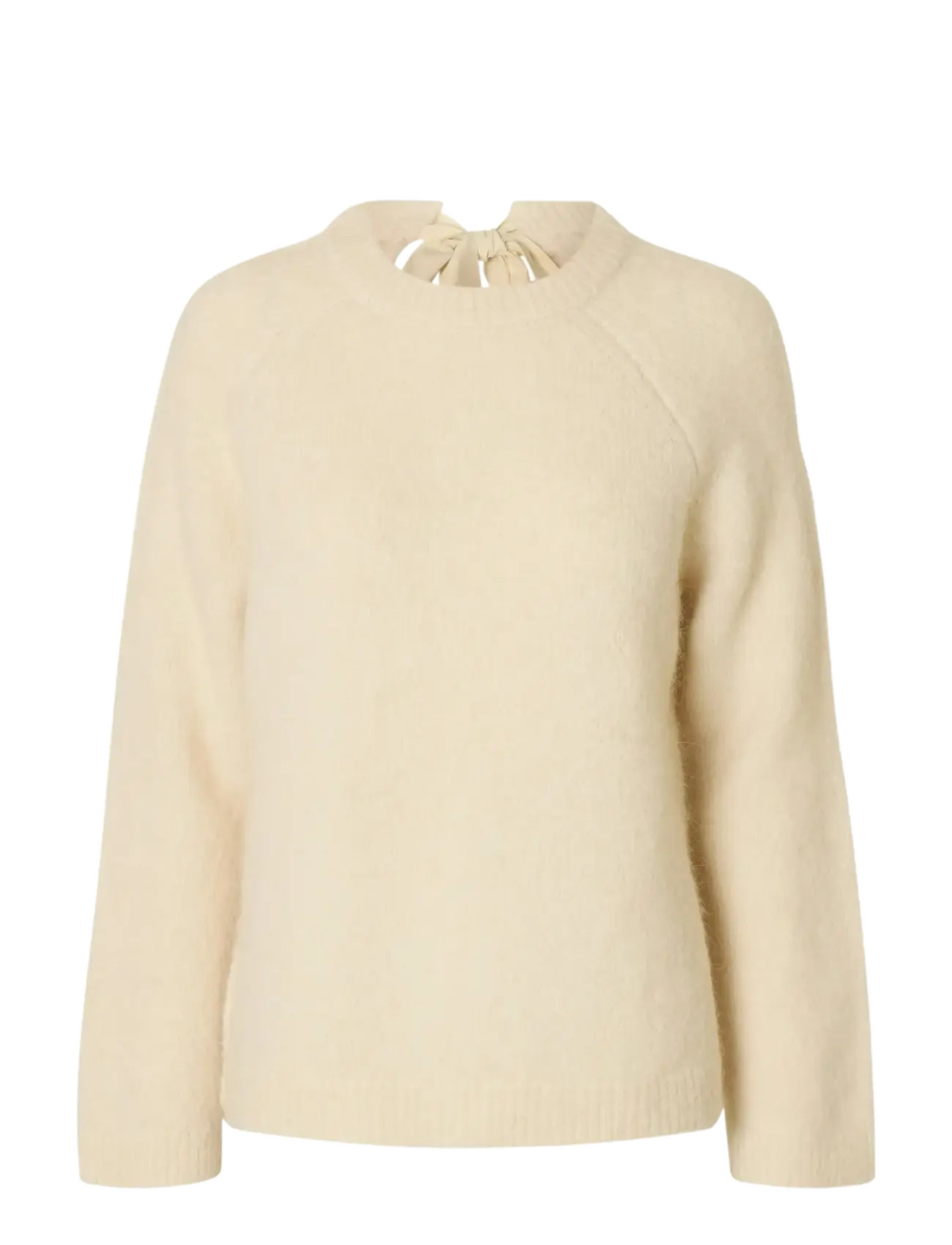 SELECTED Slfgabella Ls Knit Bow O-Neck Cream - XXL - Damen