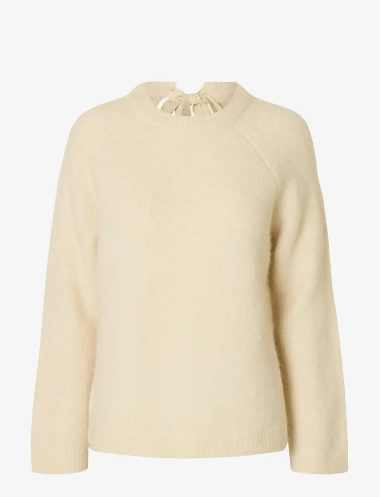 Selected - SLFGABELLA LS KNIT BOW O-NECK - stickade tröjor - birch - 1