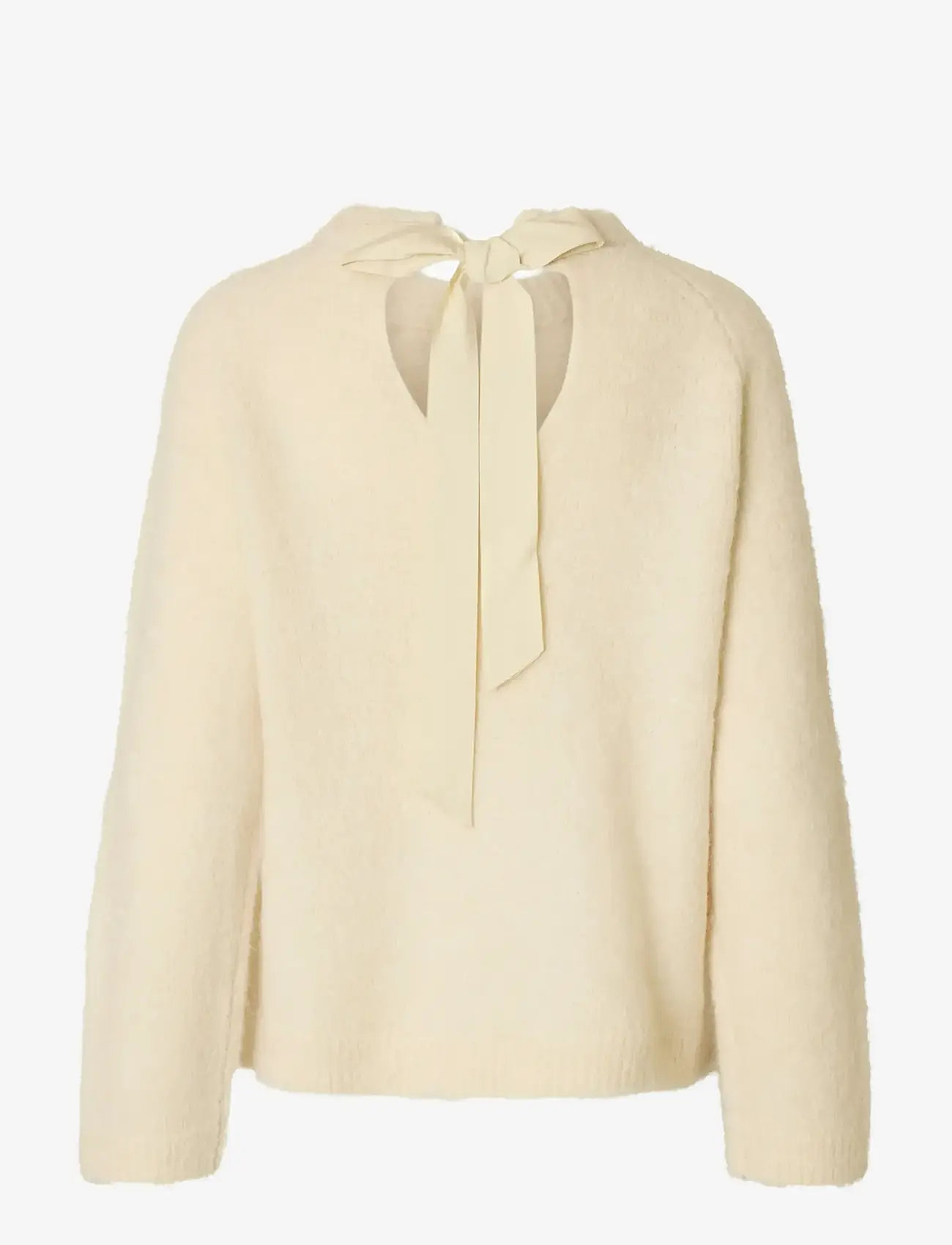 Selected - SLFGABELLA LS KNIT BOW O-NECK - stickade tröjor - birch - 2