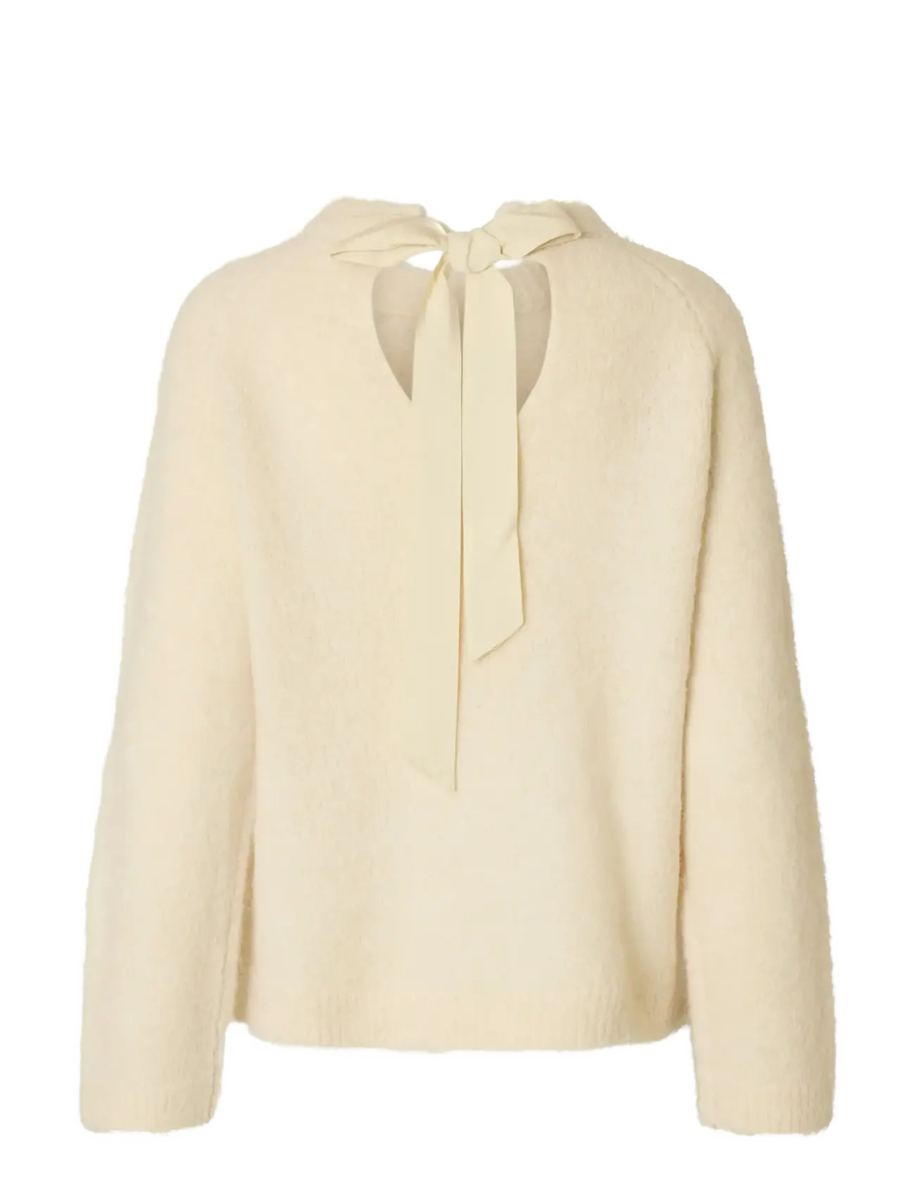 Selected - SLFGABELLA LS KNIT BOW O-NECK - sviitrid - birch - 2