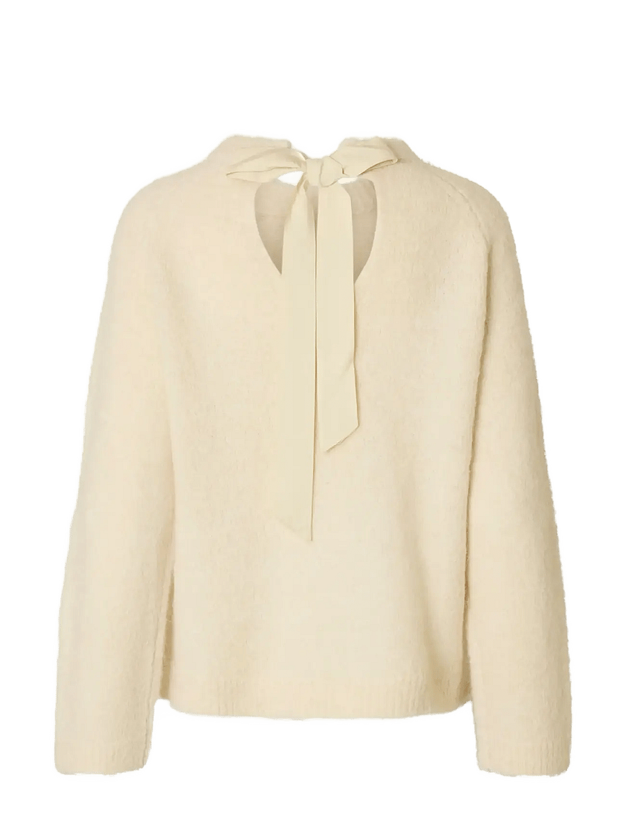 Selected - SLFGABELLA LS KNIT BOW O-NECK - jumpers - birch - 2