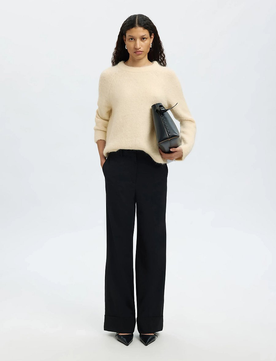 Selected - SLFGABELLA LS KNIT BOW O-NECK - jumpers - birch - 5