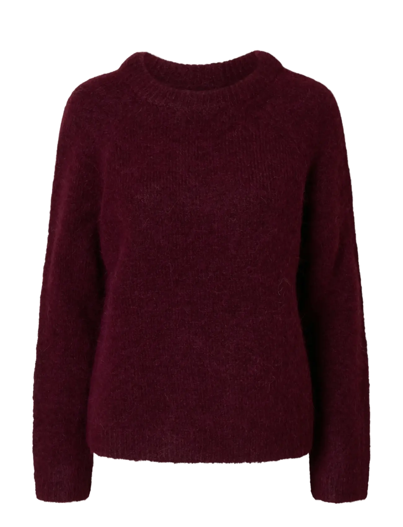 Selected SLFGABELLA LS KNIT BOW O-NECK - Tøj - FIG / burgundy