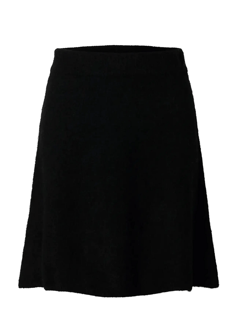 Selected - SLFLULU BRUSHED HW KNIT SKIRT - kurze röcke - black - 1