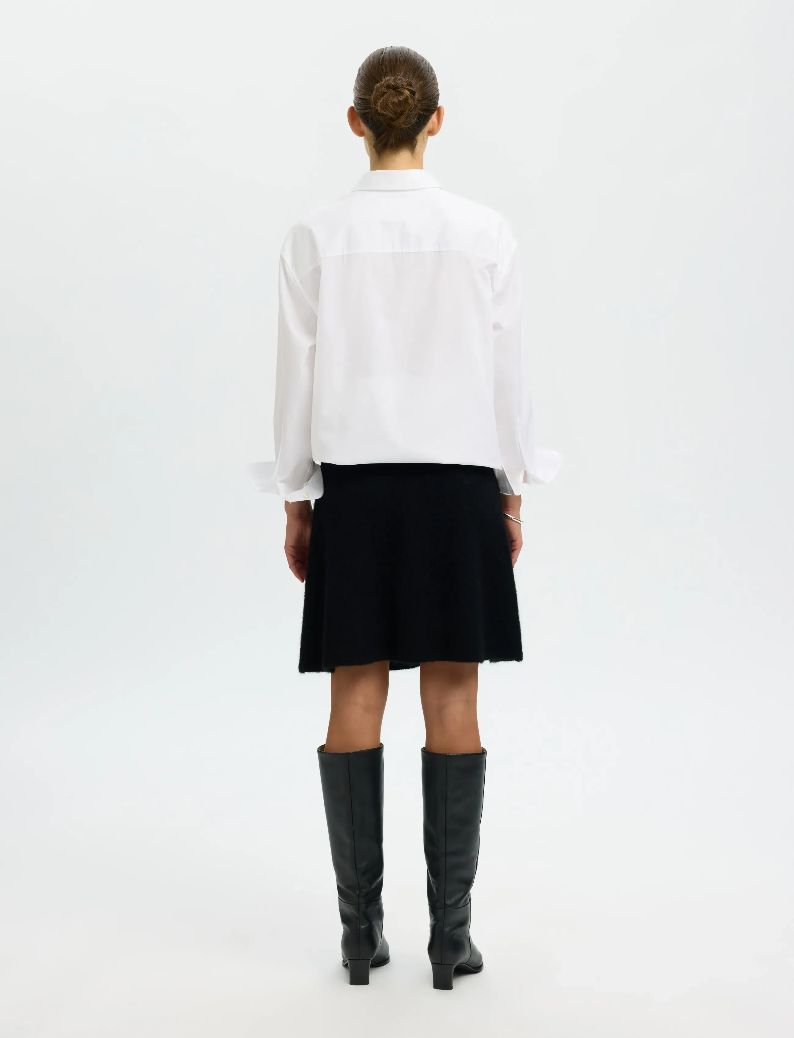 Selected - SLFLULU BRUSHED HW KNIT SKIRT - jupes courtes - black - 2