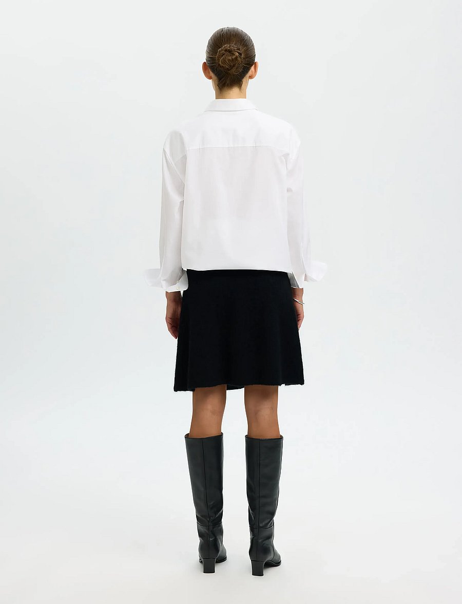 Selected - SLFLULU BRUSHED HW KNIT SKIRT - miniseelikud - black - 2