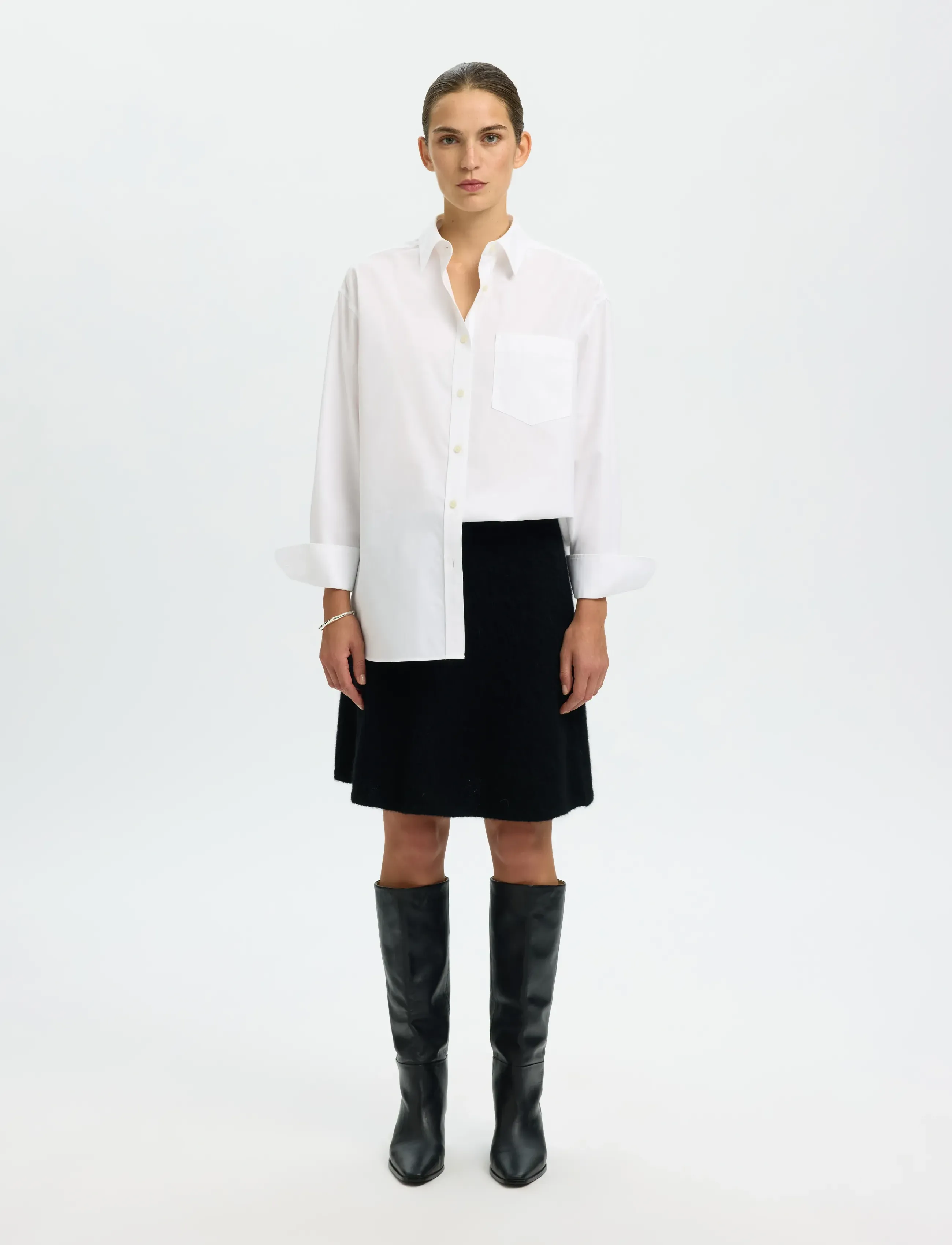 Selected - SLFLULU BRUSHED HW KNIT SKIRT - jupes courtes - black - 3