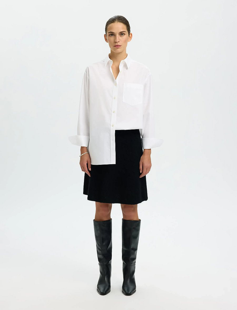 Selected - SLFLULU BRUSHED HW KNIT SKIRT - miniseelikud - black - 3