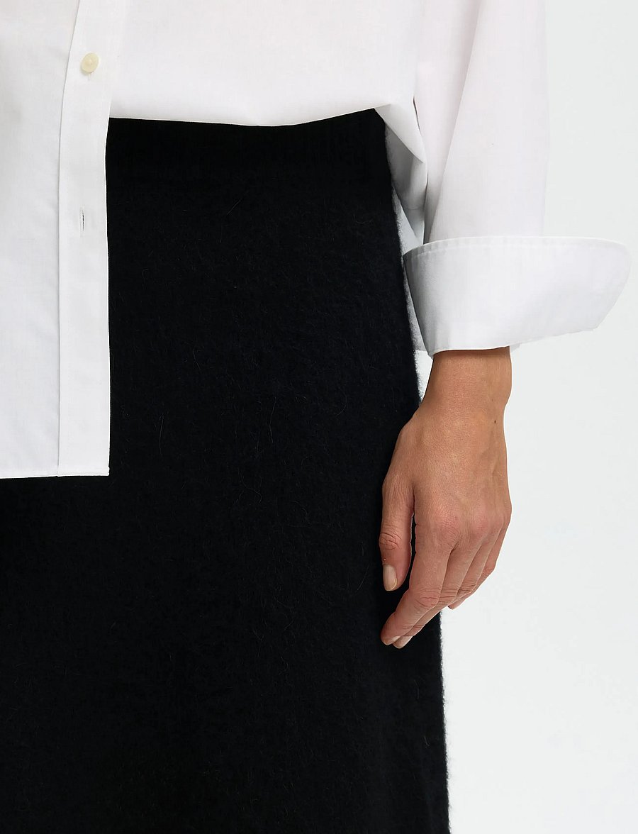 Selected - SLFLULU BRUSHED HW KNIT SKIRT - miniseelikud - black - 4