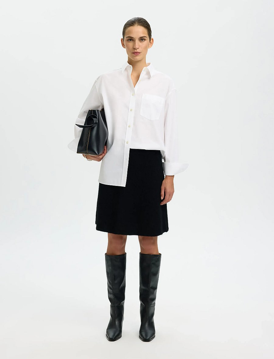 Selected - SLFLULU BRUSHED HW KNIT SKIRT - miniseelikud - black - 5
