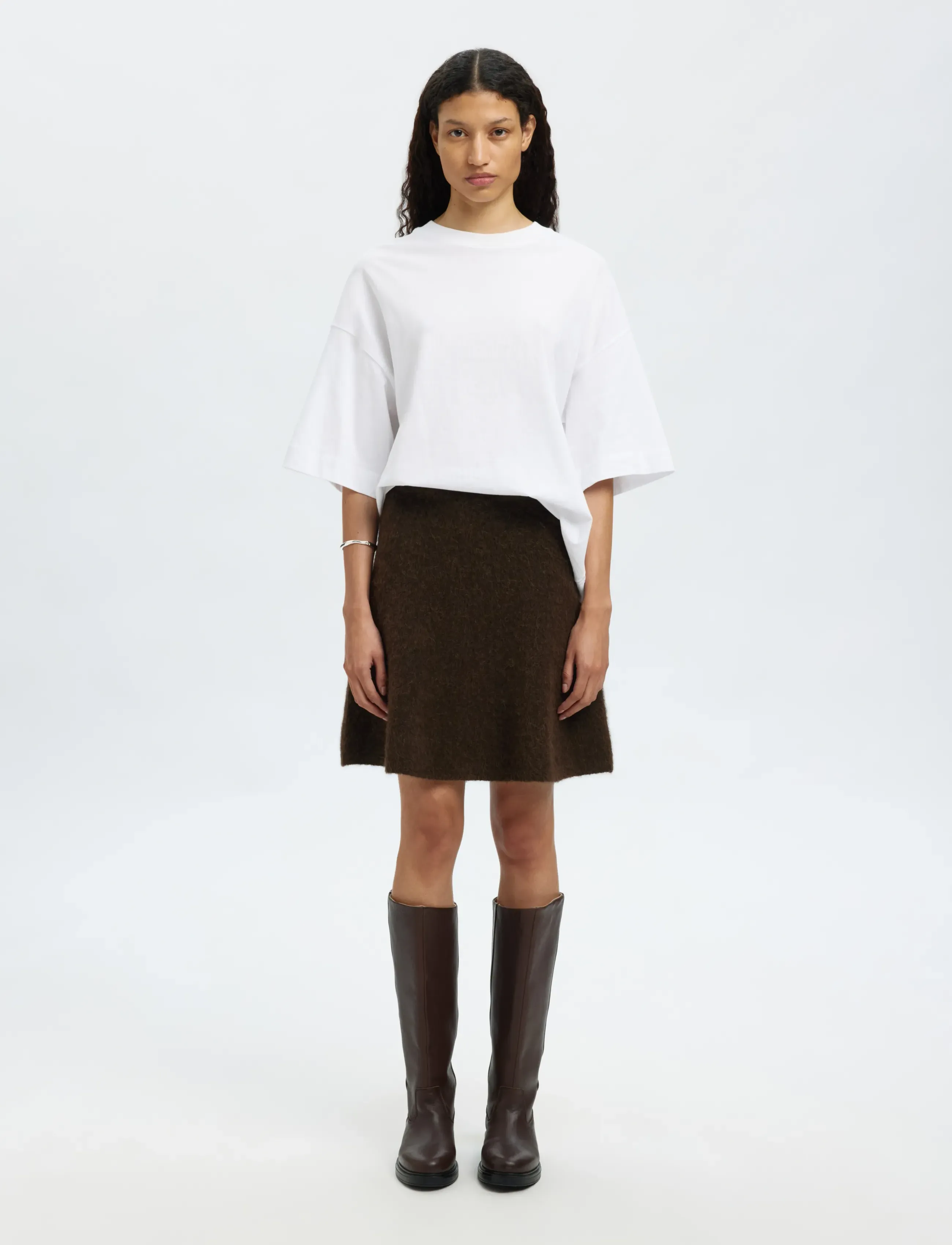 Selected - SLFLULU BRUSHED HW KNIT SKIRT - kurze röcke - delicioso - 4