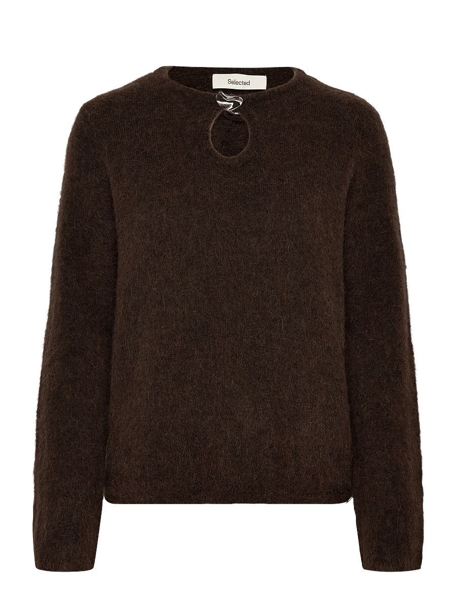 Selected - SLFLULU BRUSHED LS KNIT KEYHOLE O-NECK - striktrøjer - delicioso - 1