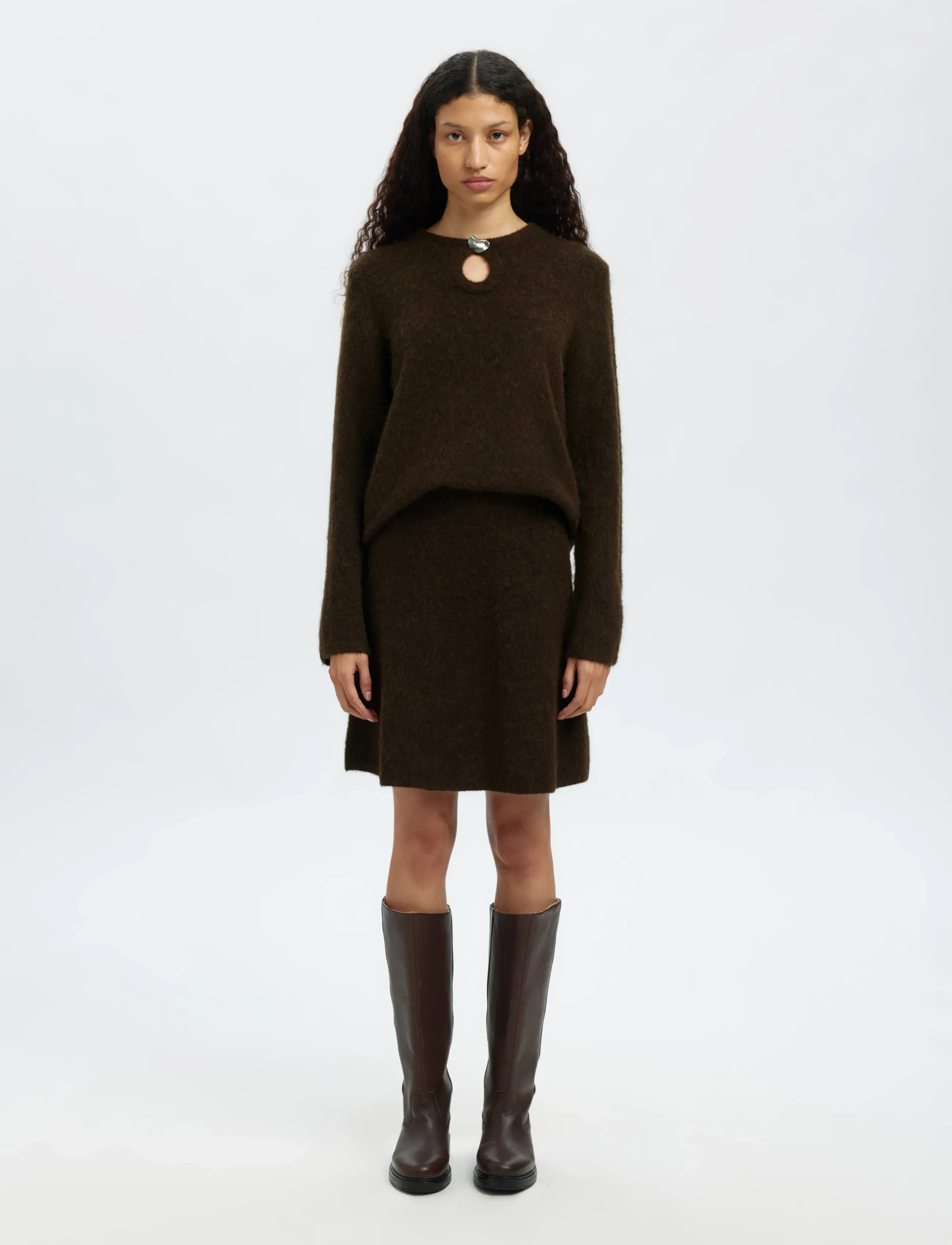 Selected - SLFLULU BRUSHED LS KNIT KEYHOLE O-NECK - striktrøjer - delicioso - 4