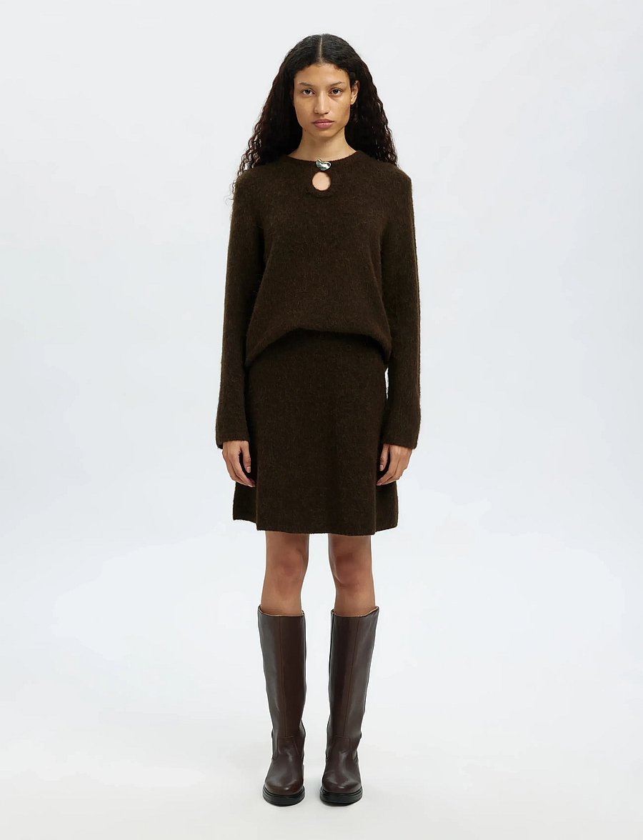 Selected - SLFLULU BRUSHED LS KNIT KEYHOLE O-NECK - striktrøjer - delicioso - 4
