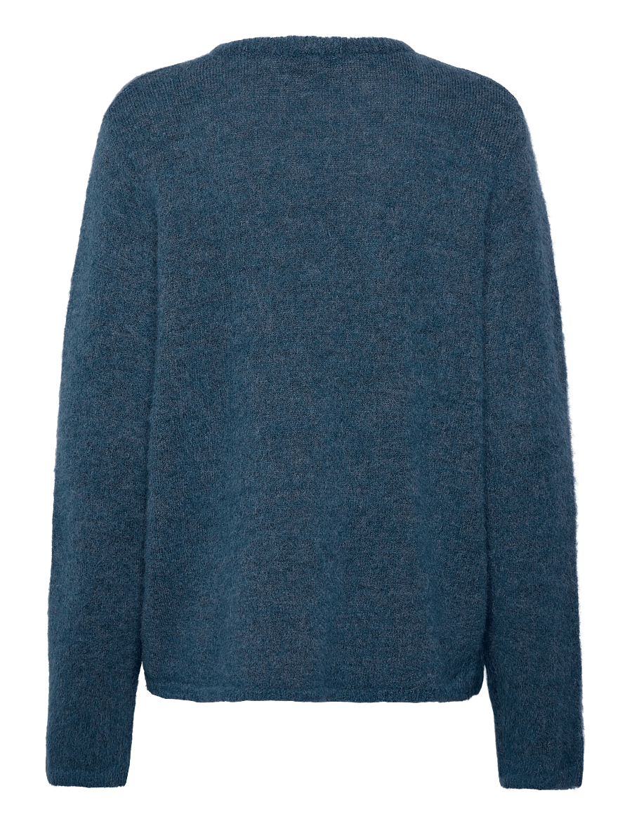 Selected - SLFLULU BRUSHED LS KNIT KEYHOLE O-NECK - pulls - midnight - 1