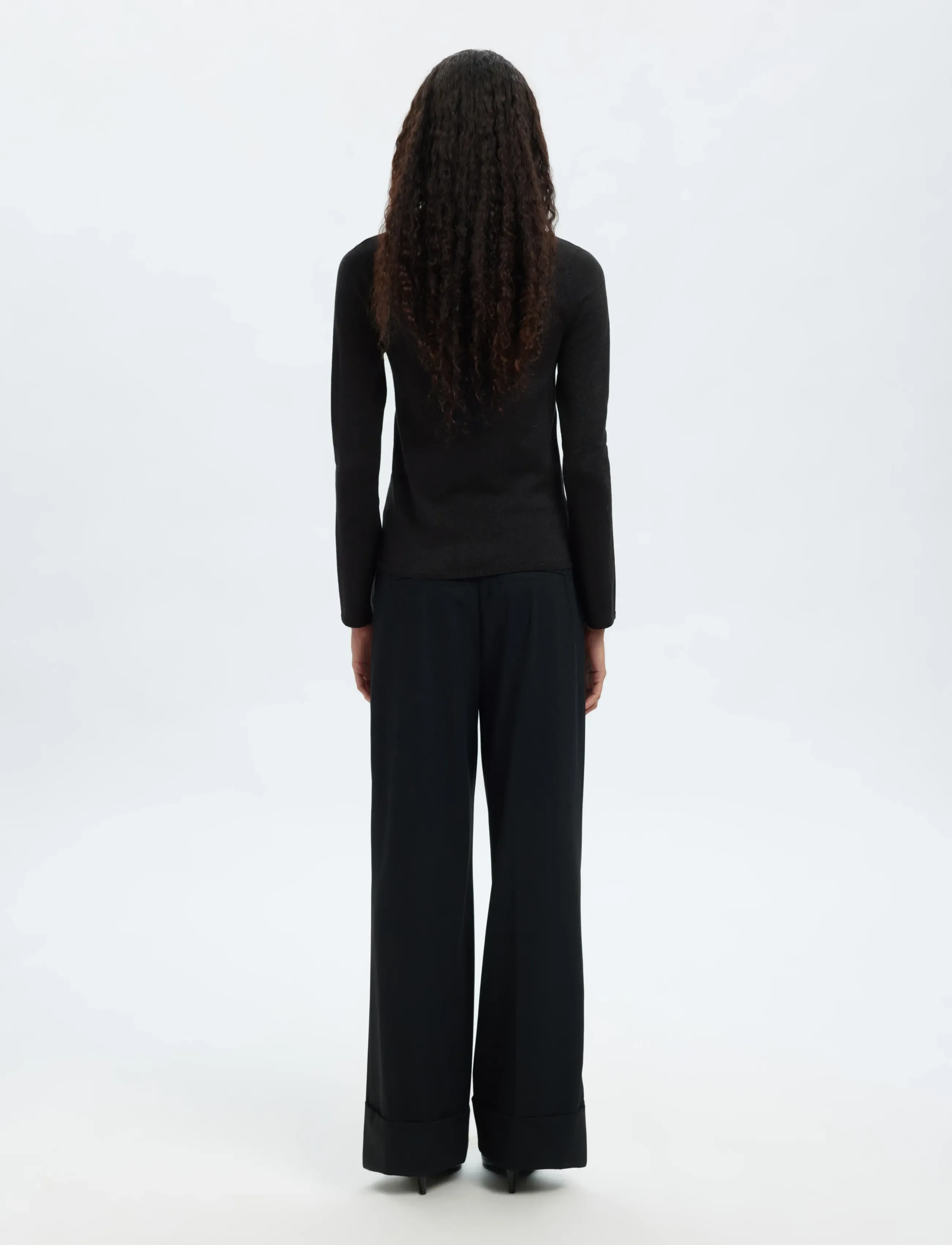 Selected - SLFLURA LS SLIM KNIT COLLAR NECK - pullover - black - 2