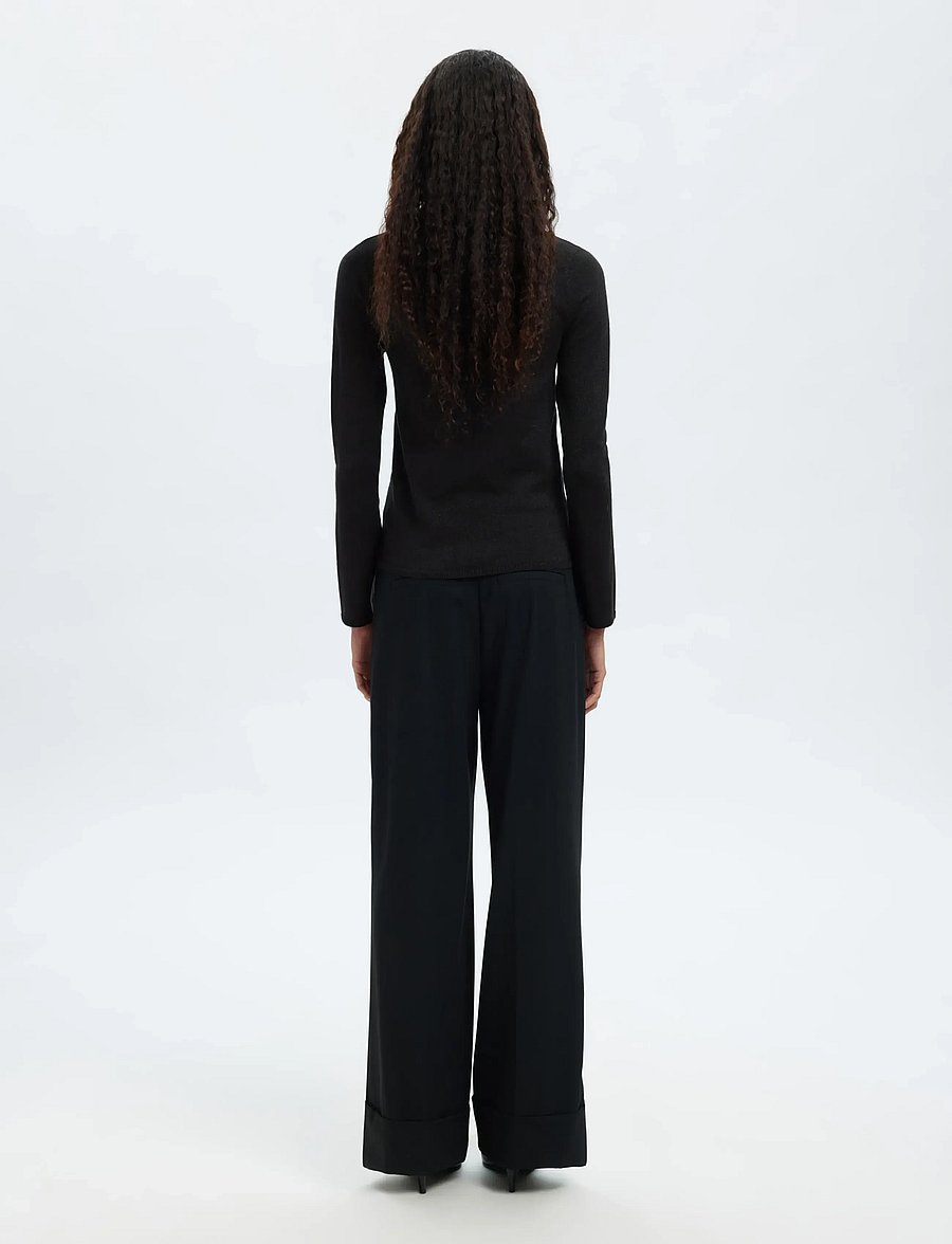 Selected - SLFLURA LS SLIM KNIT COLLAR NECK - jumpers - black - 2