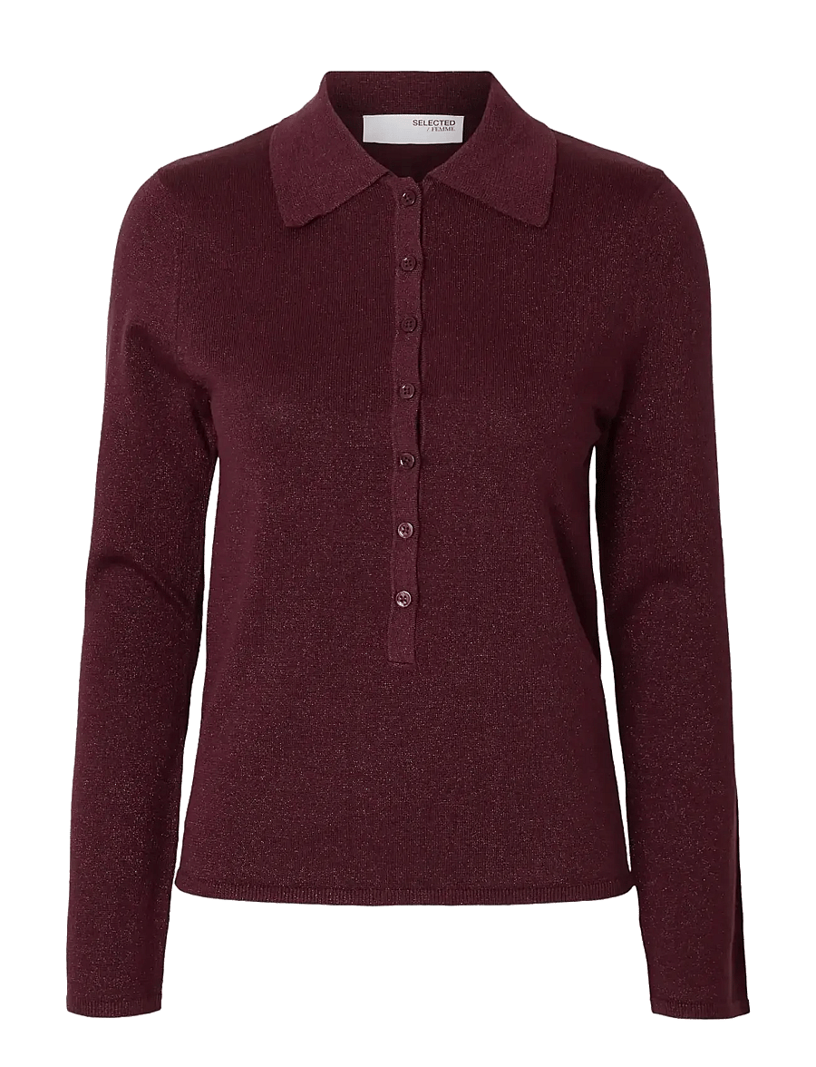 Selected - SLFLURA LS SLIM KNIT COLLAR NECK - pullover - fig - 1