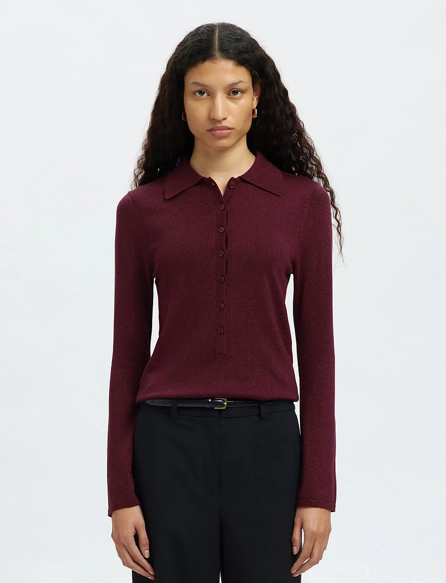 Selected - SLFLURA LS SLIM KNIT COLLAR NECK - pullover - fig - 0