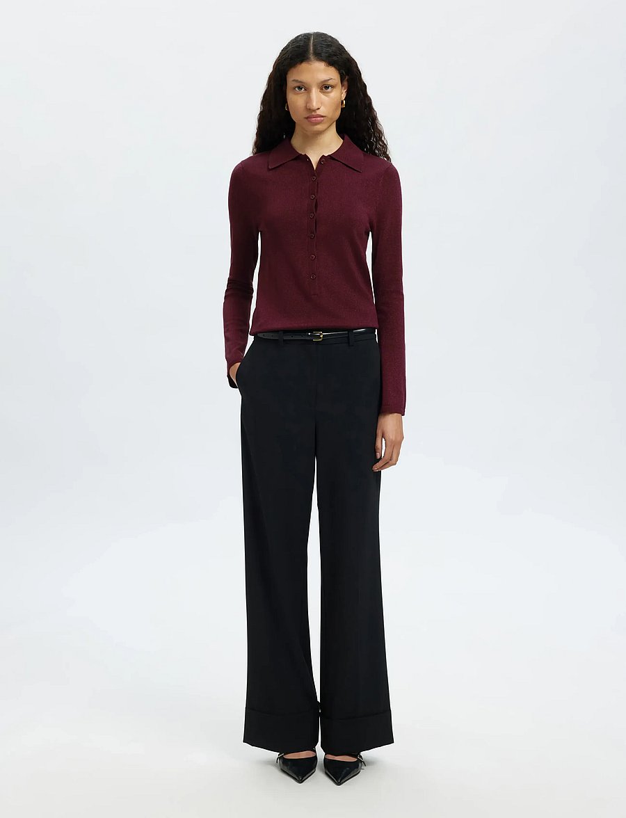 Selected - SLFLURA LS SLIM KNIT COLLAR NECK - pullover - fig - 3