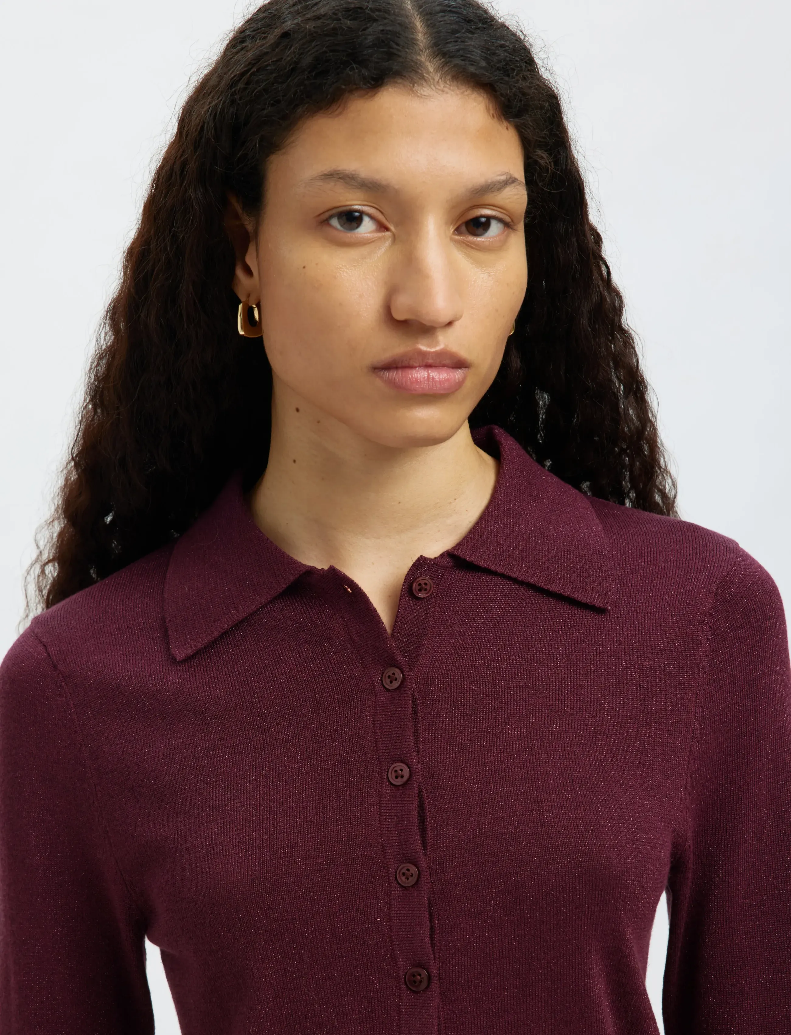 SELECTED Slflura Ls Slim Knit Collar Neck blusar dam – bild 4