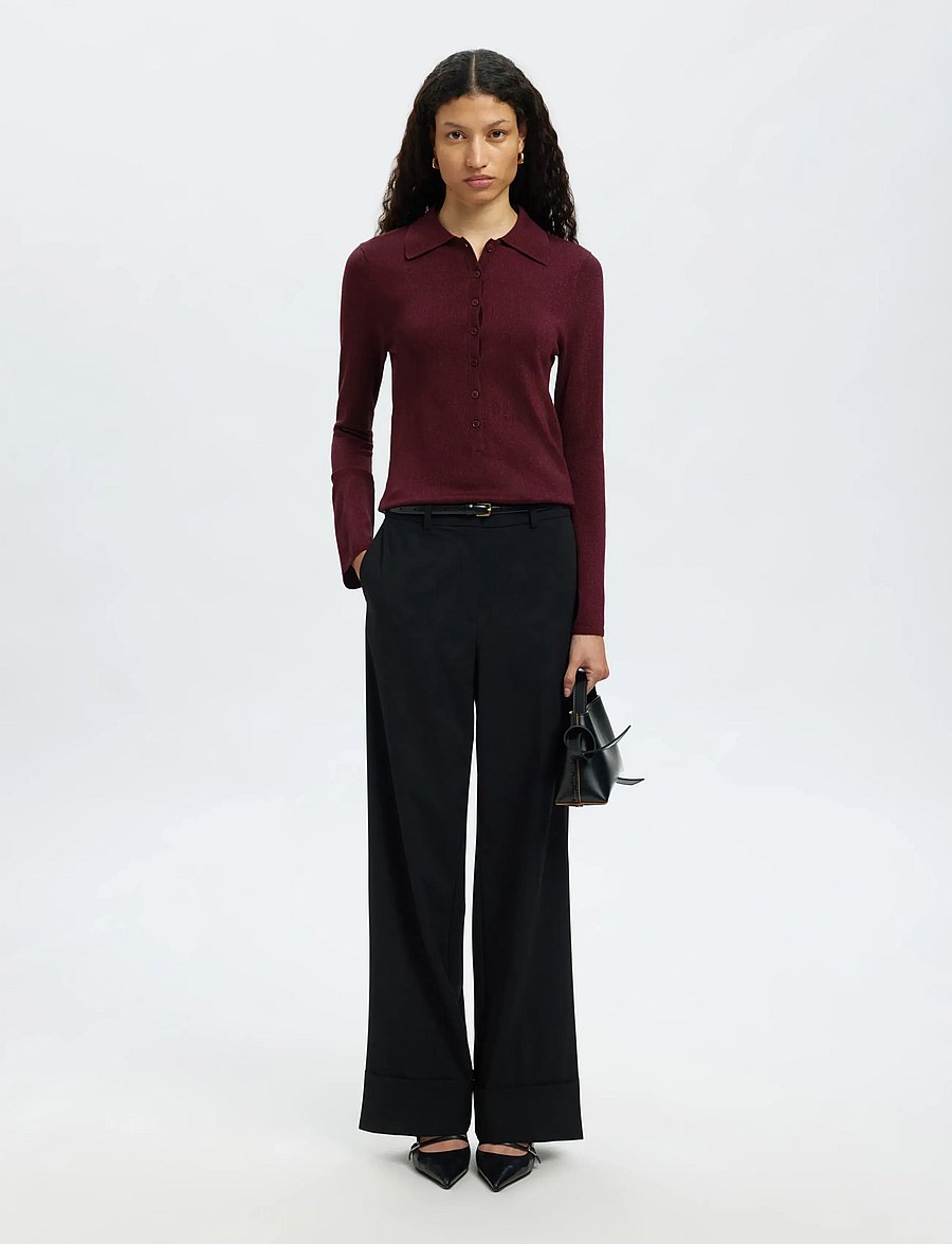 Selected - SLFLURA LS SLIM KNIT COLLAR NECK - pullover - fig - 5