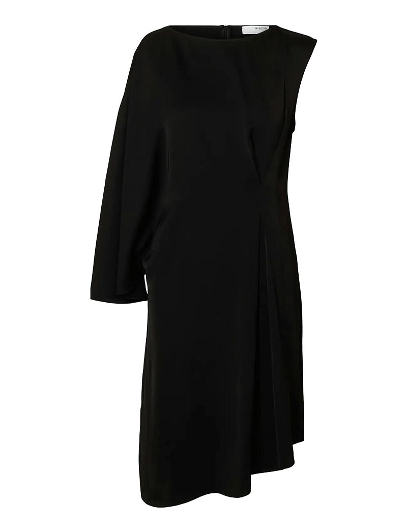 Selected - SLFLAURINA REGULAR ONE SHOULDER DRESS B - cocktailklänningar - black - 1