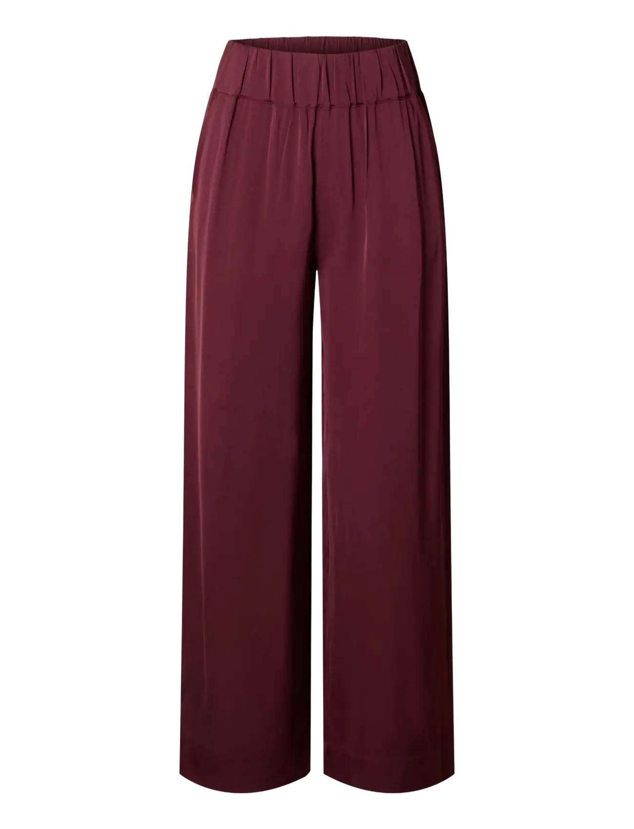 Selected SLFLAURINA MW WIDE PANT B - Tøj - FIG / burgundy