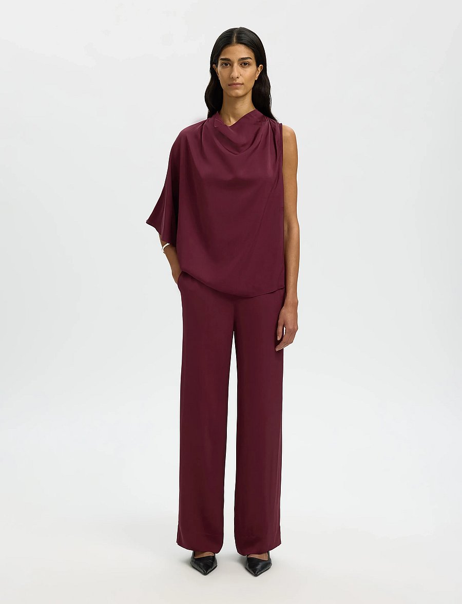 Selected - SLFLAURINA MW WIDE PANT B - vida byxor - fig - 3
