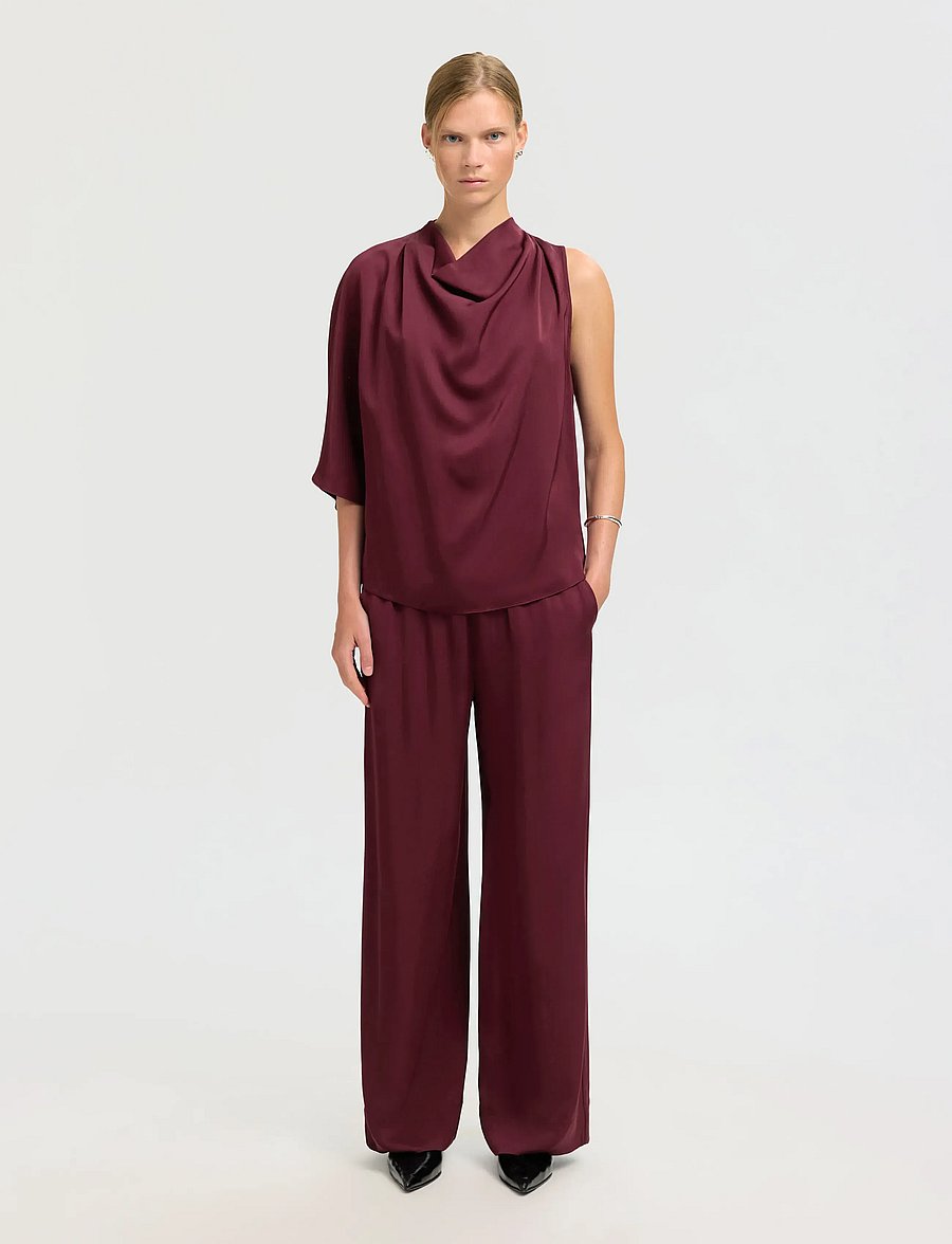 Selected - SLFLAURINA ONE SHOULDER COWL TOP B - kurzämlige blusen - fig - 4