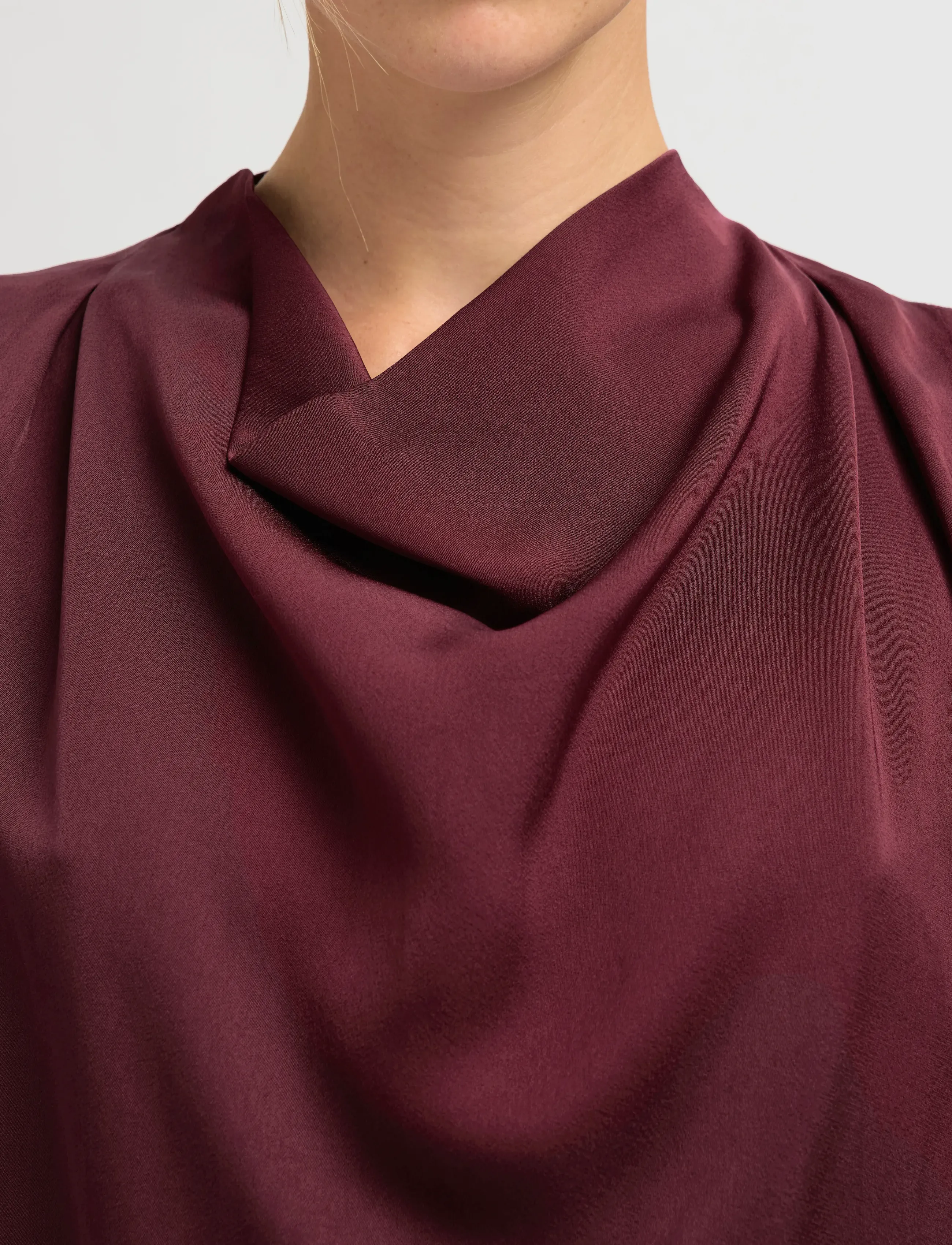 Selected - SLFLAURINA ONE SHOULDER COWL TOP B - palaidinės trumpomis rankovėmis - fig - 5