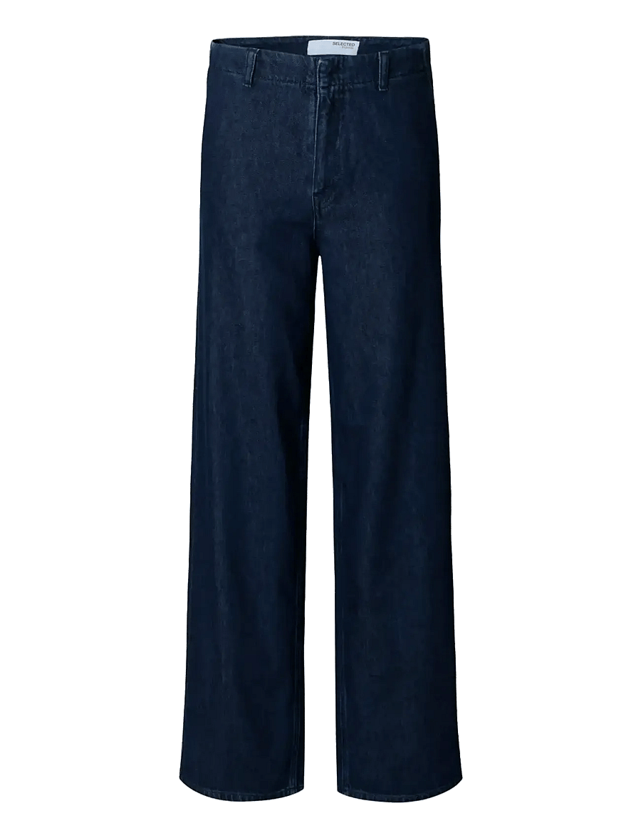 Selected - SLFEXTRA WIDE MELLA-BORA HW JEANS - hosen mit weitem bein - dark blue denim - 1
