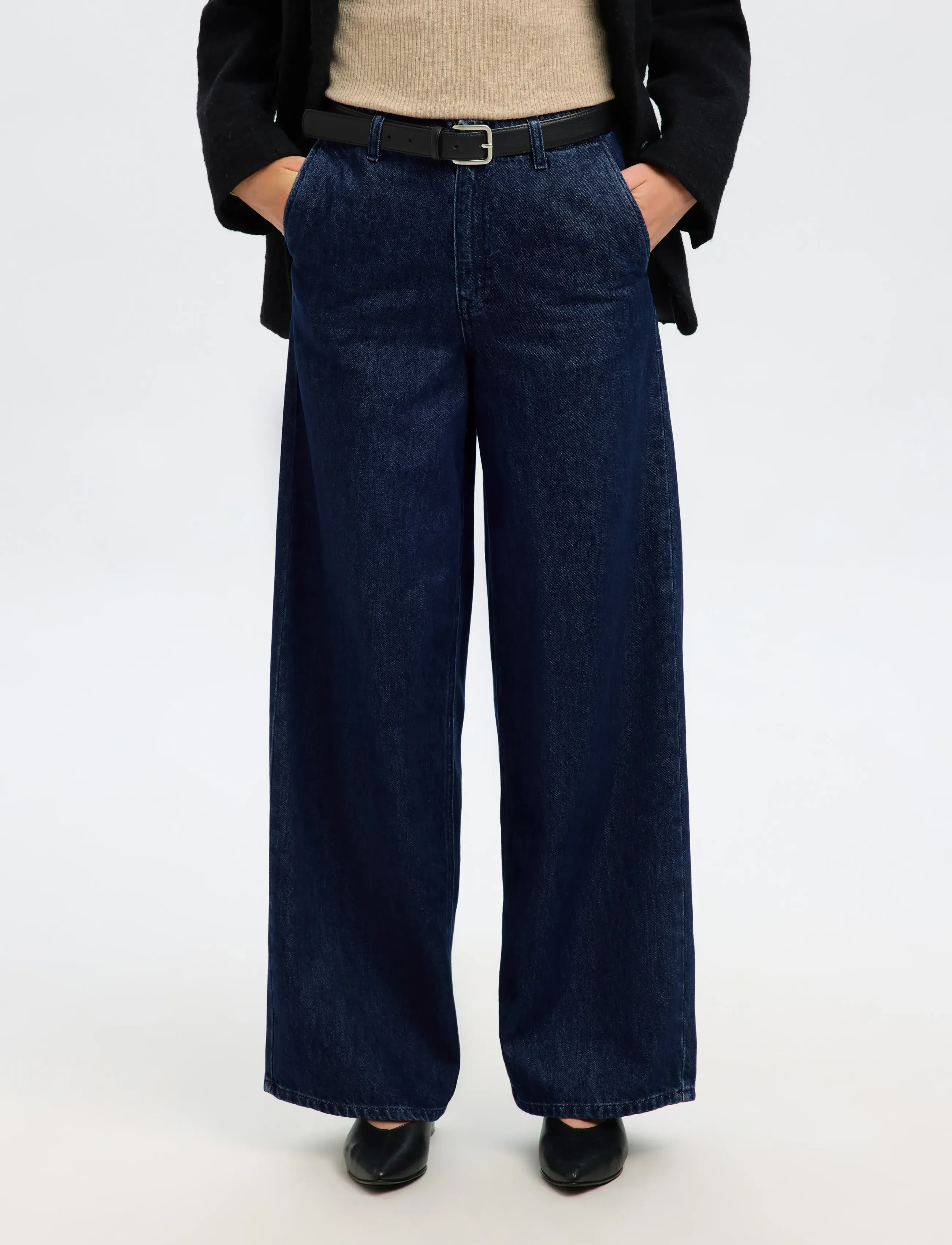 Selected SLFEXTRA WIDE MELLA-BORA HW JEANS - Kleidung - DARK BLUE DENIM / navy
