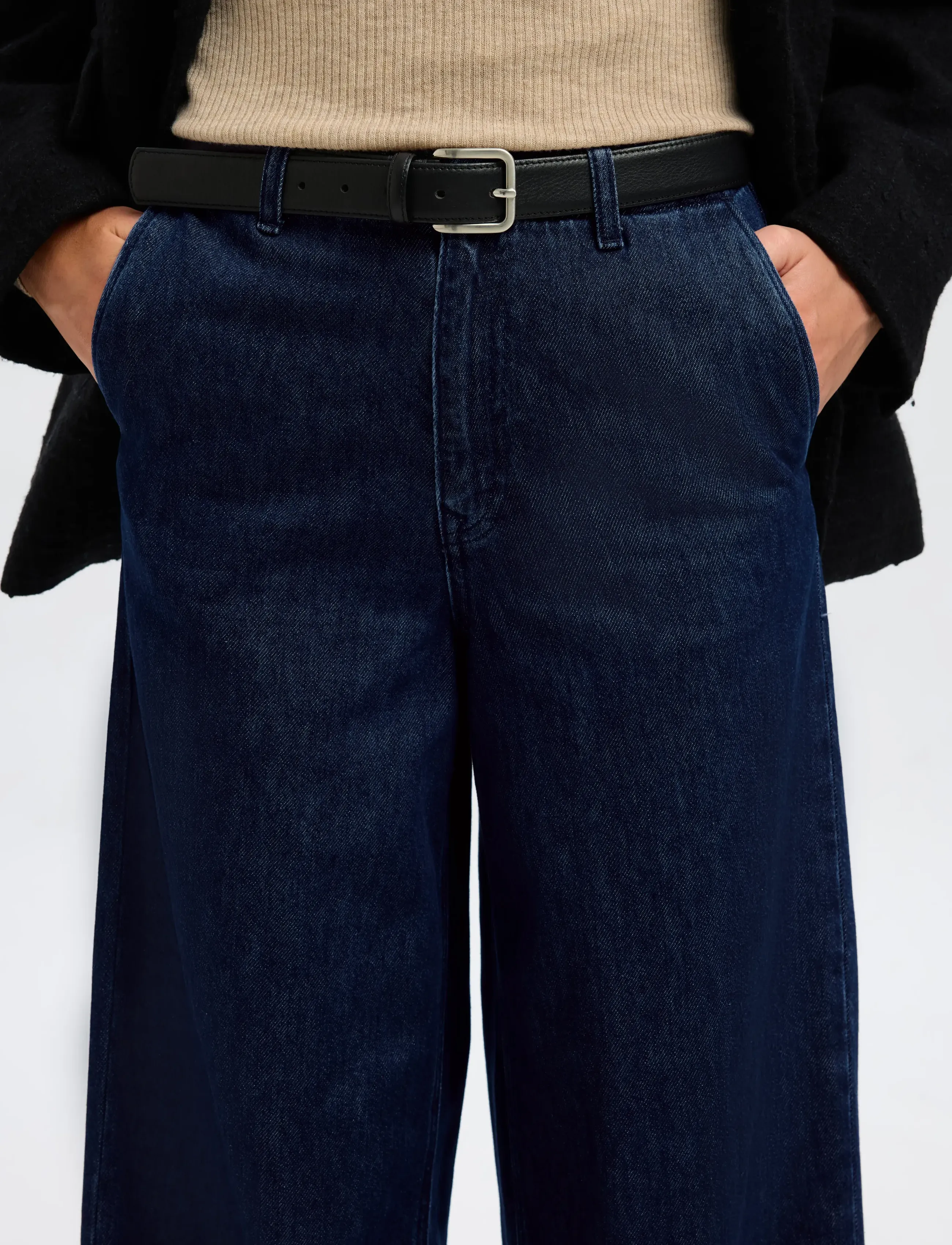 Selected - SLFEXTRA WIDE MELLA-BORA HW JEANS - hosen mit weitem bein - dark blue denim - 4