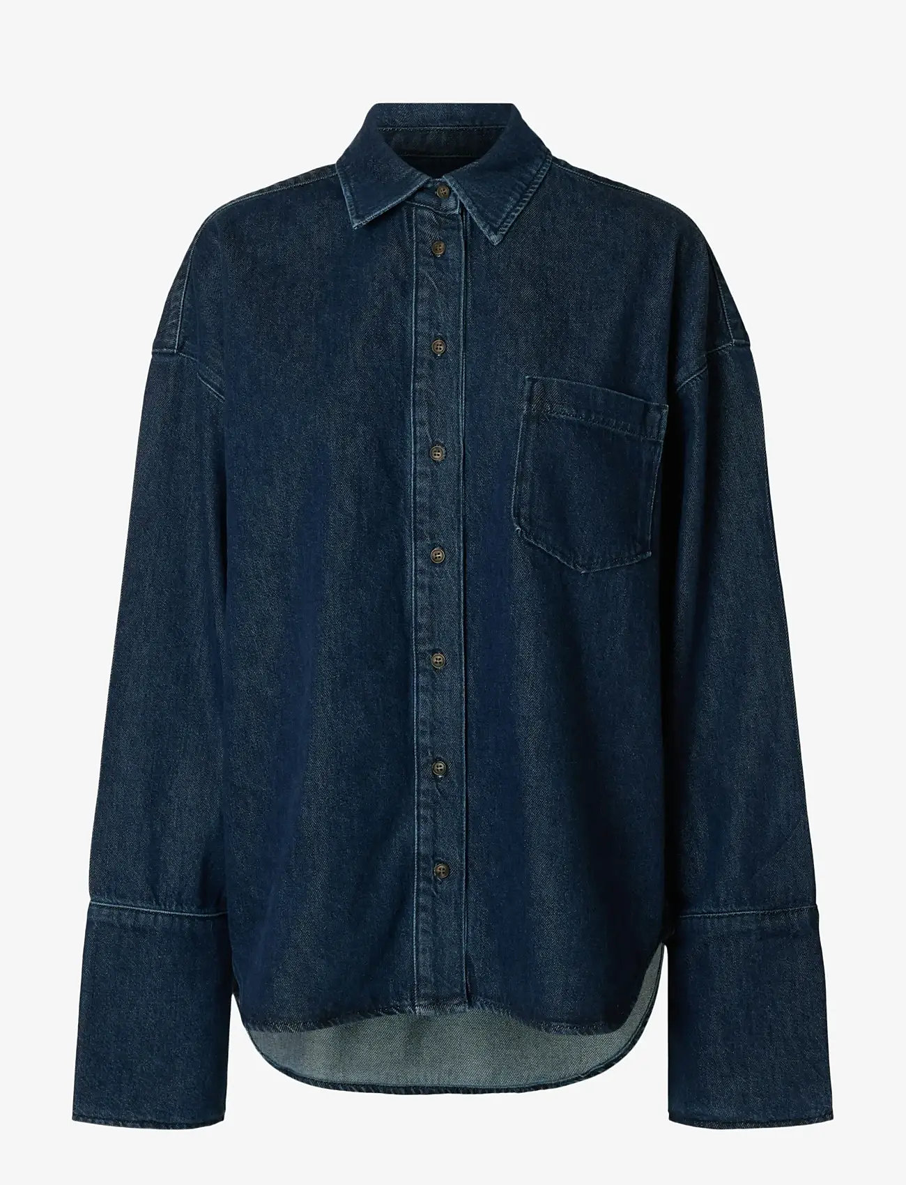 Selected - SLFOVERSIZED MELLA-BORA DENIM SHIRT - jeanshemden - dark blue denim - 1