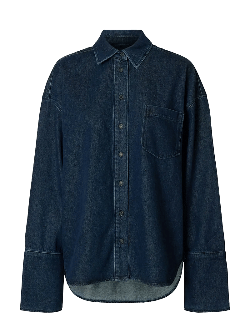 Selected - SLFOVERSIZED MELLA-BORA DENIM SHIRT - jeanshemden - dark blue denim - 1