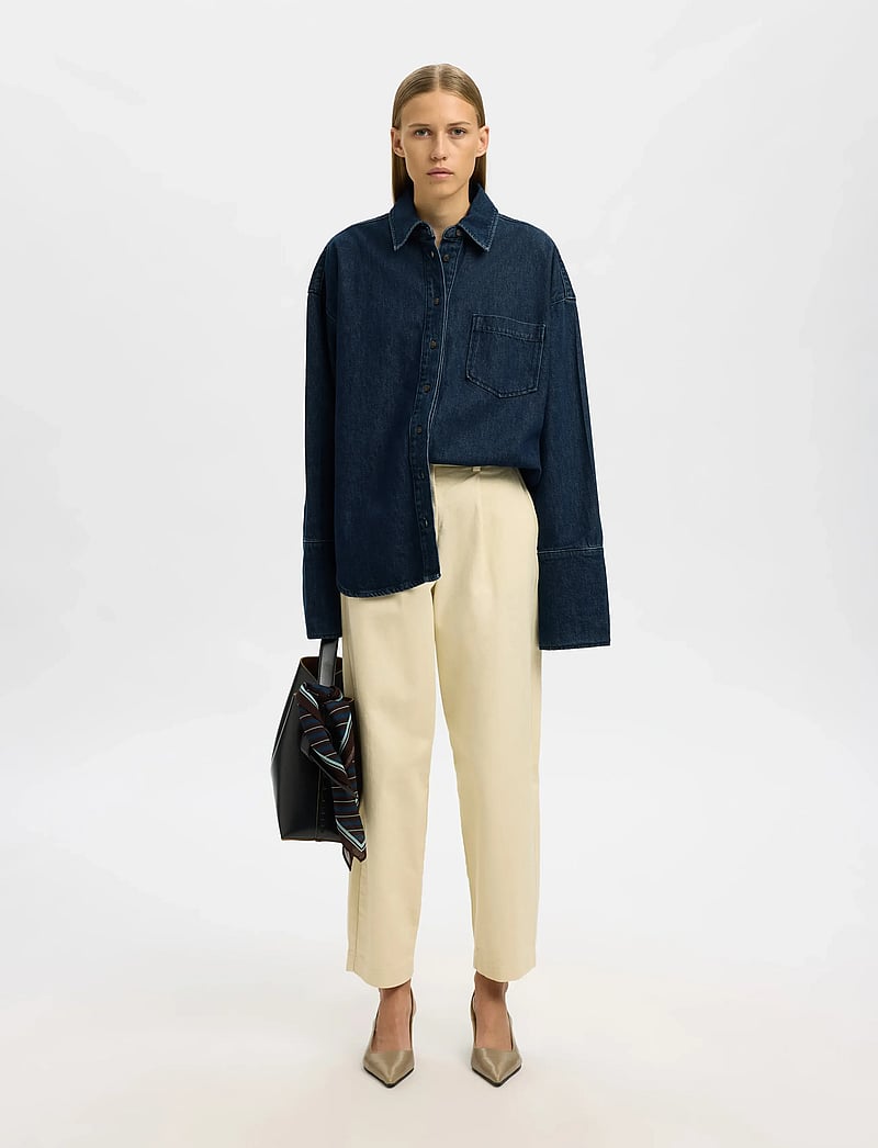 Selected - SLFOVERSIZED MELLA-BORA DENIM SHIRT - jeanshemden - dark blue denim - 3