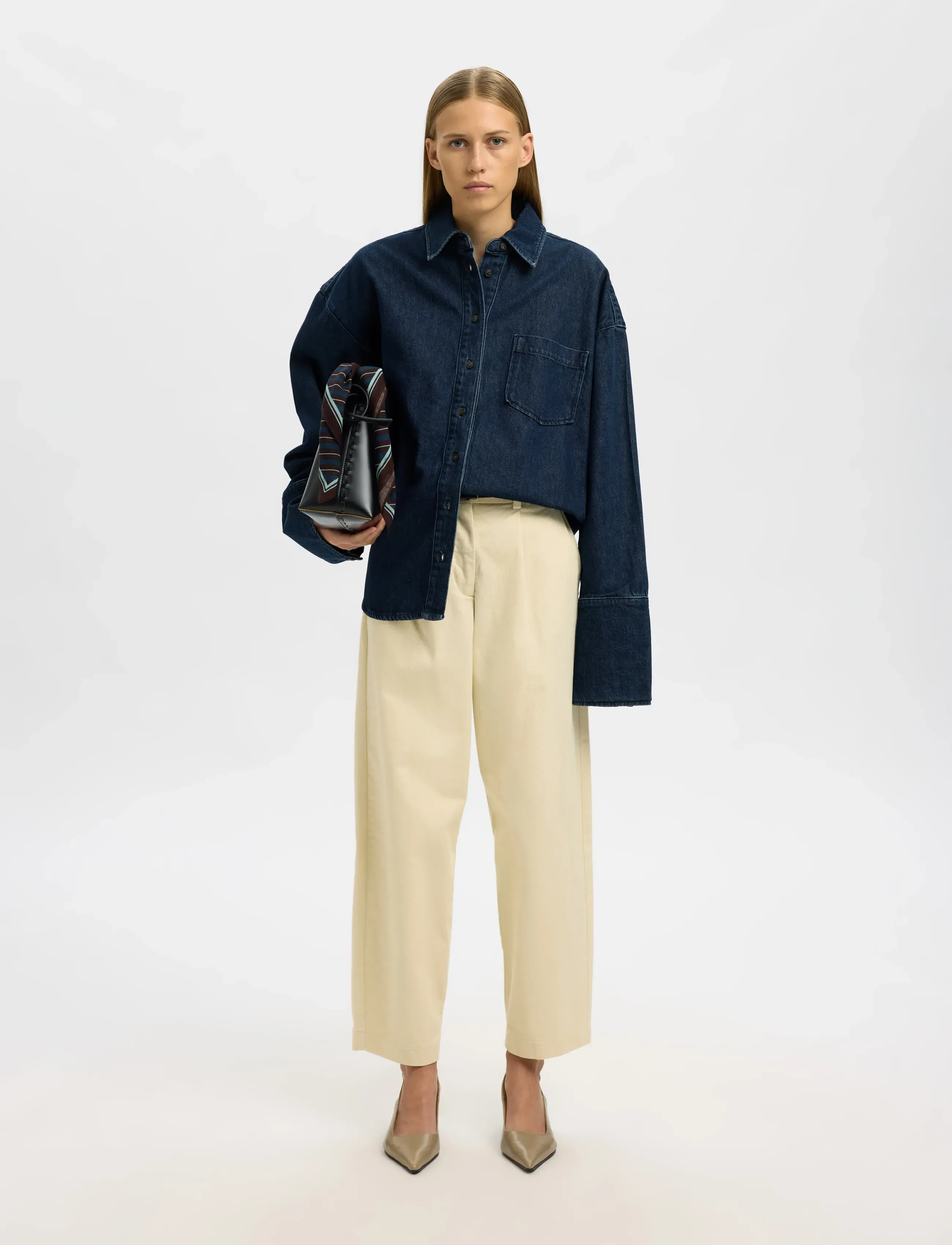 Selected - SLFOVERSIZED MELLA-BORA DENIM SHIRT - dark blue denim - 5