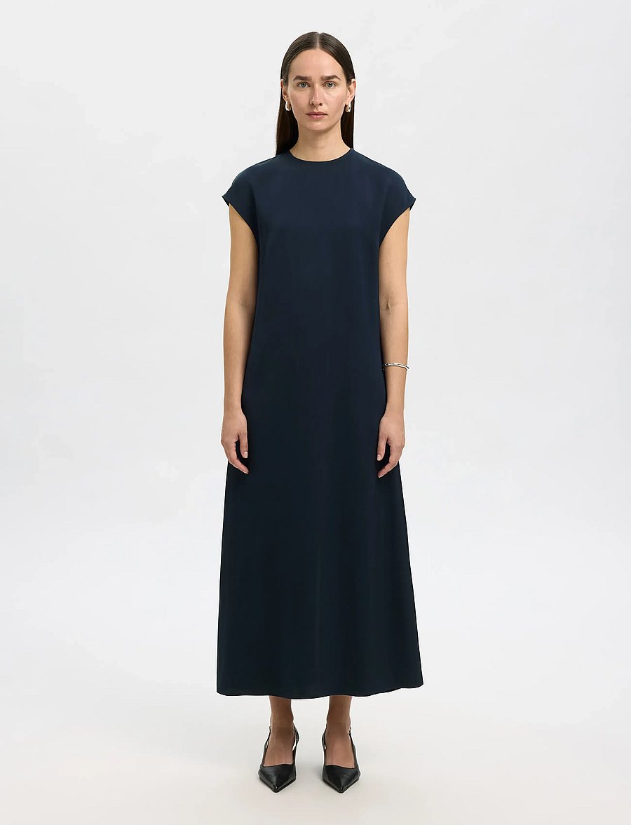 Selected - SLFLINA SL ANKLE SLIM DRESS - aftonklänningar - dark sapphire - 0