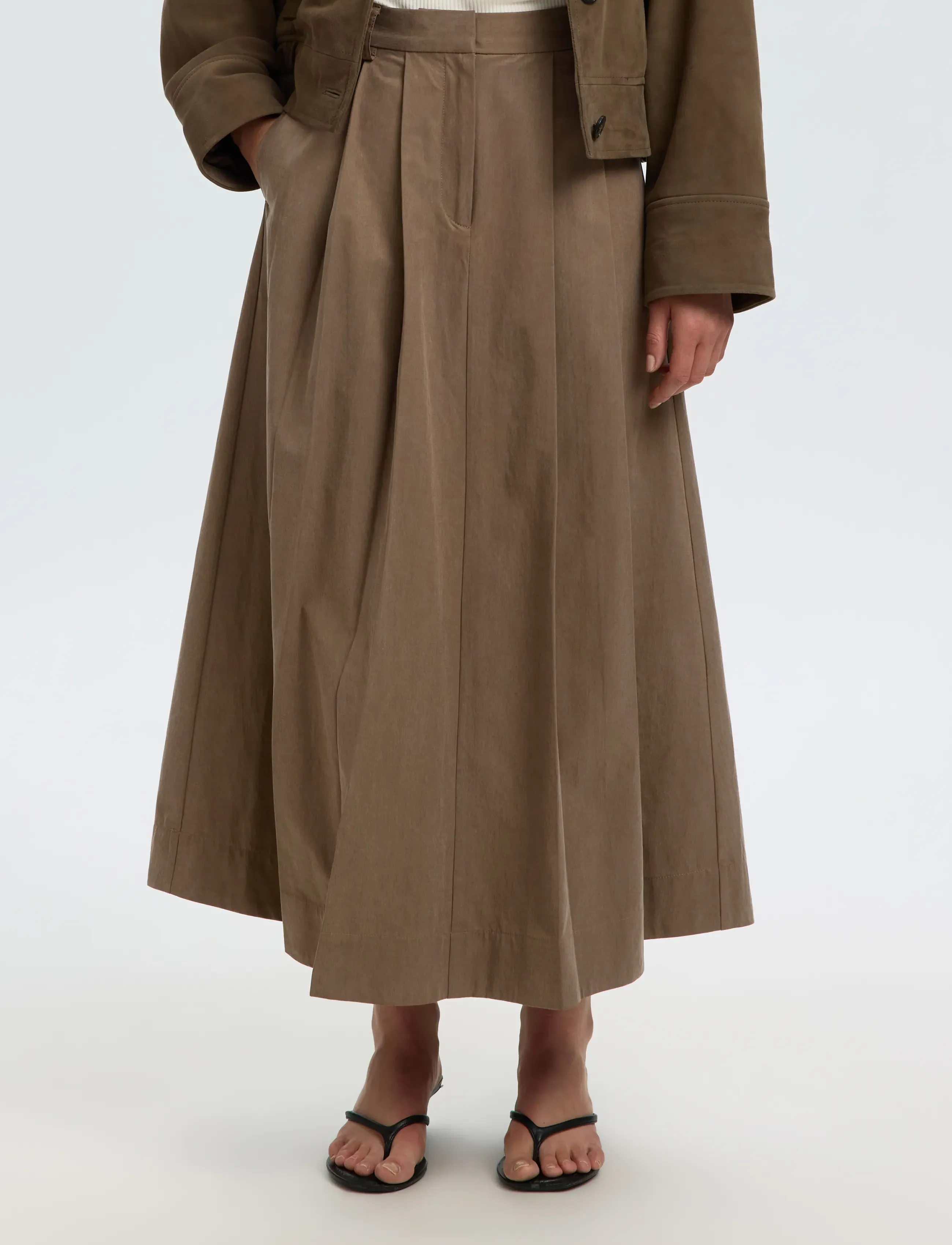 Selected SLWTALIA HW ANKLE SKIRT - Ilgi sijonai - CHOCOLATE CHIP / brown