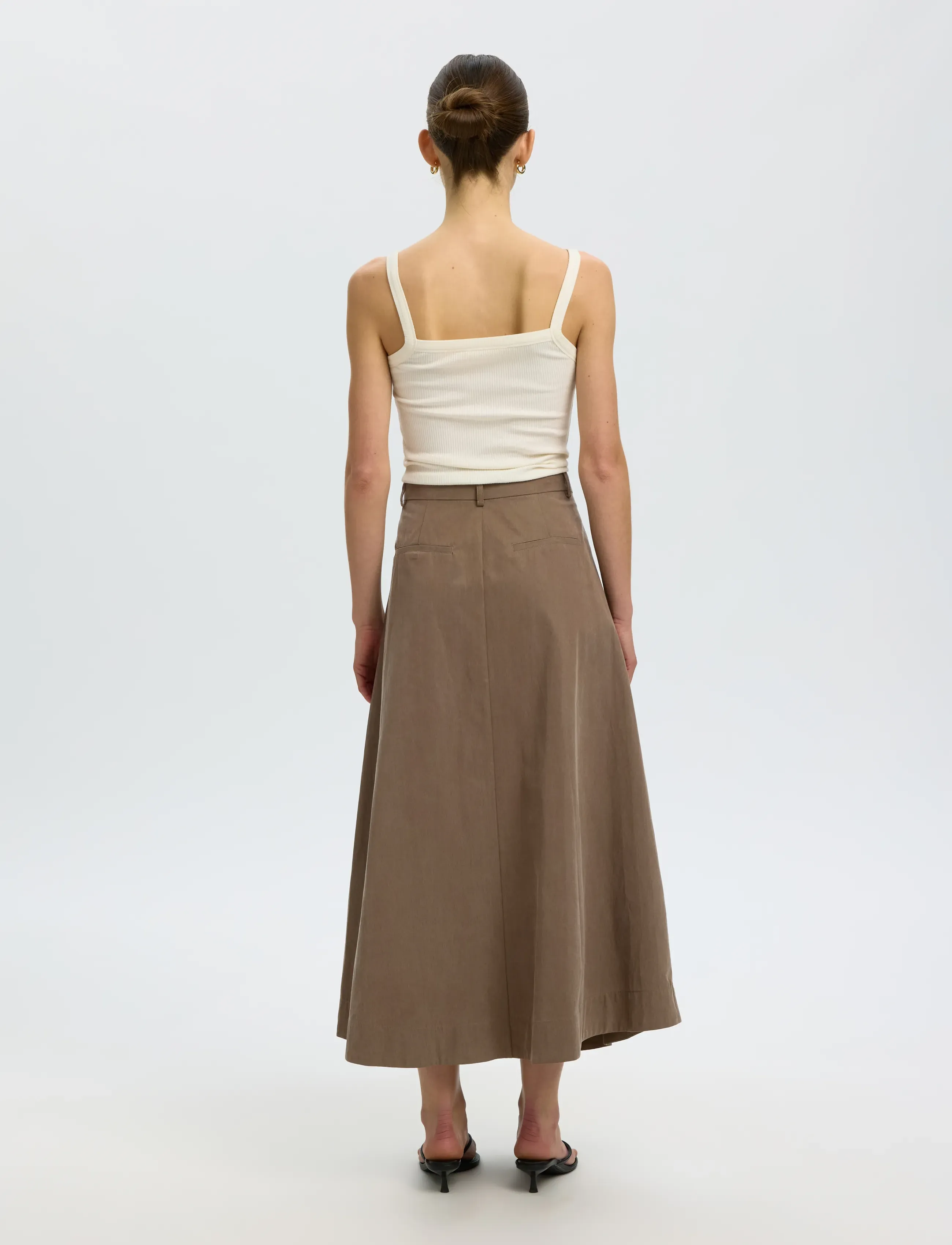Selected - SLWTALIA HW ANKLE SKIRT - plisserede nederdele - chocolate chip - 2