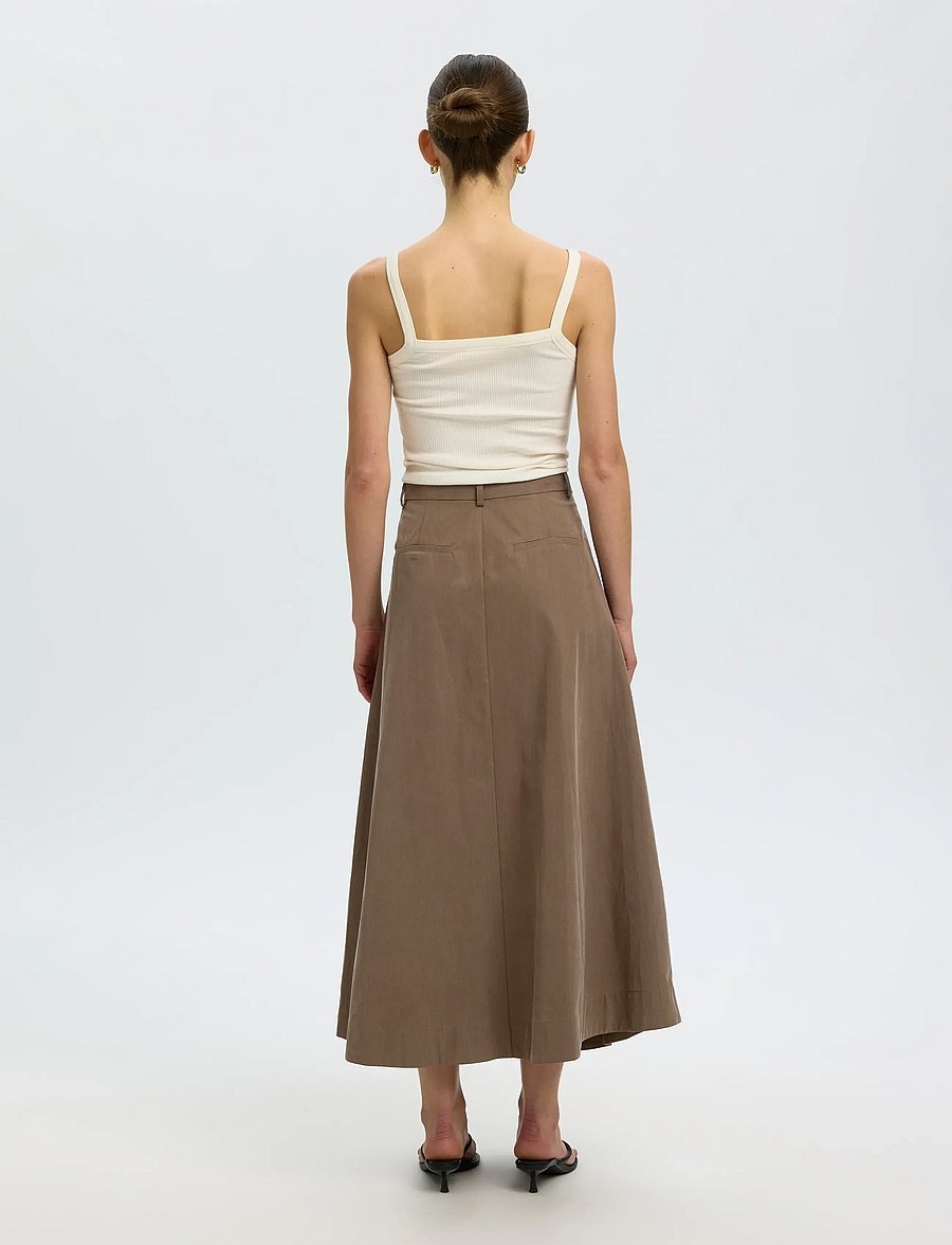 Selected - SLWTALIA HW ANKLE SKIRT - plisserede nederdele - chocolate chip - 2