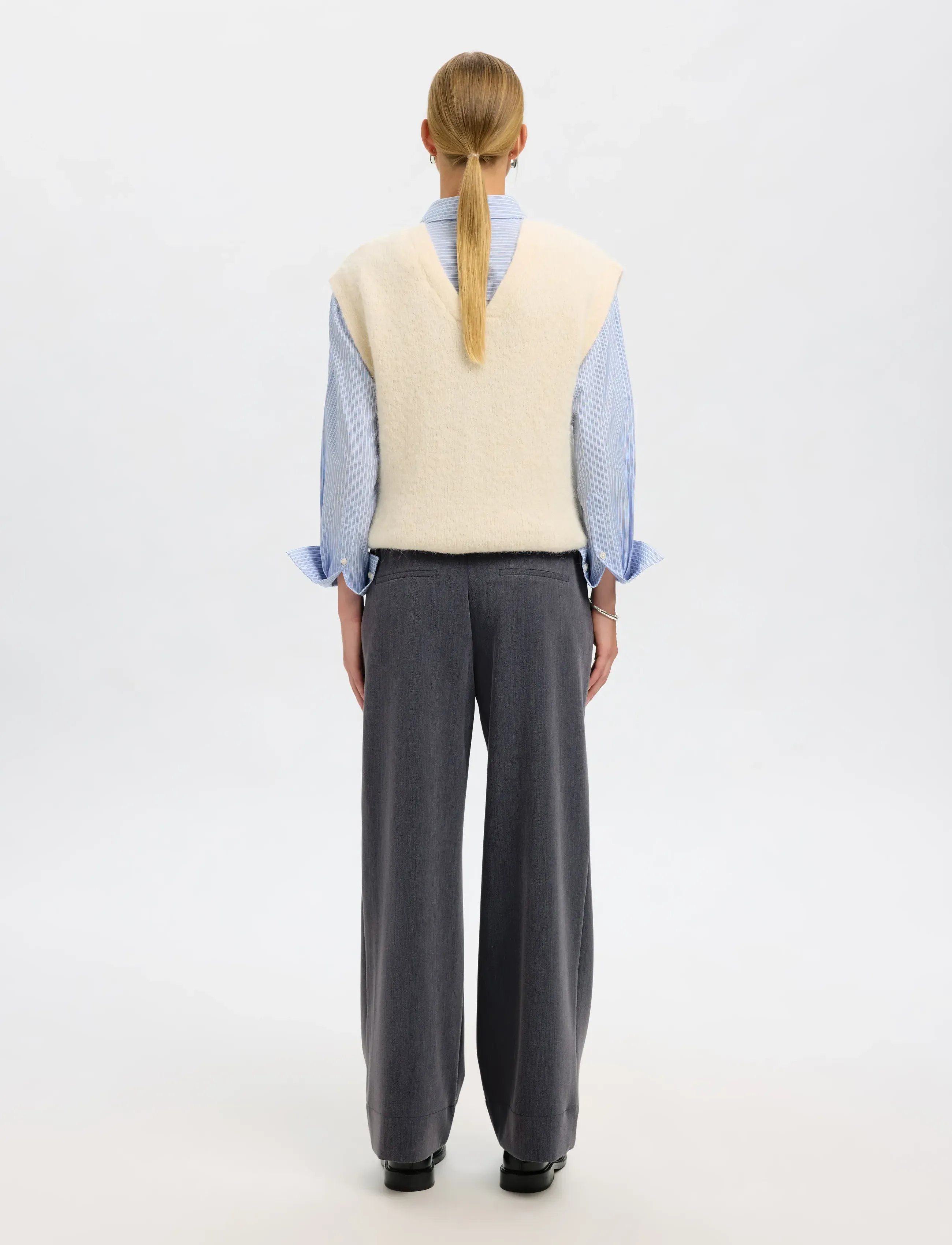 Selected - SLFPATRICIA MW WIDE PANT B - bukser med brede ben - medium grey melange - 2