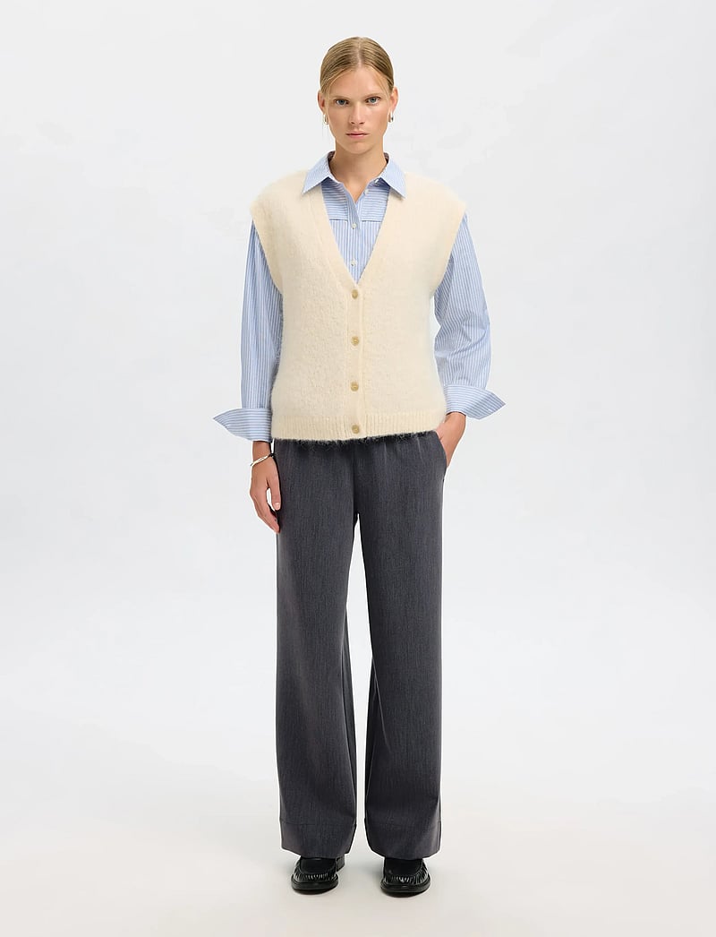 Selected - SLFPATRICIA MW WIDE PANT B - bukser med brede ben - medium grey melange - 3